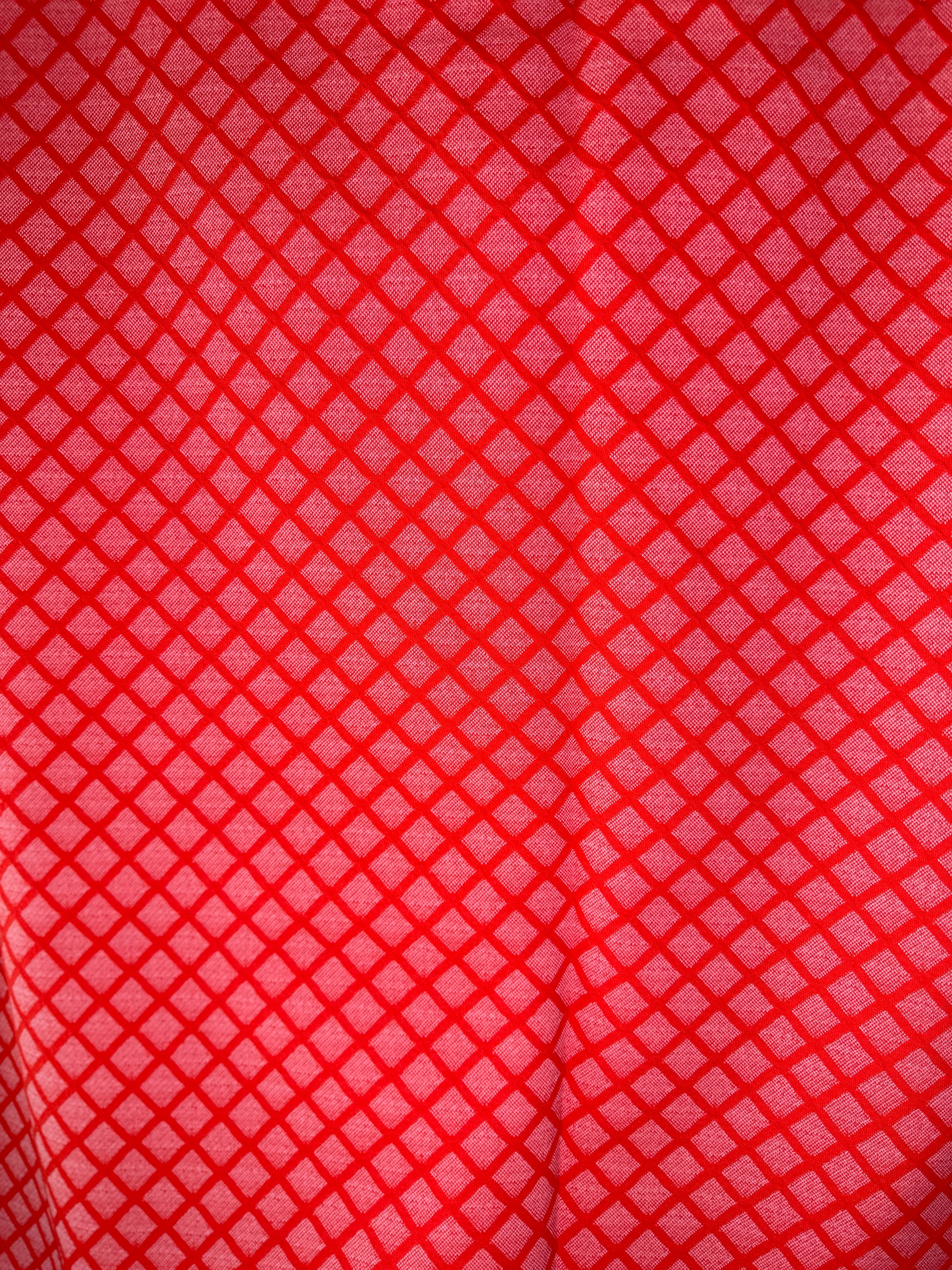 165cms Vintage RETRO Crimplene FABRIC Bright Red