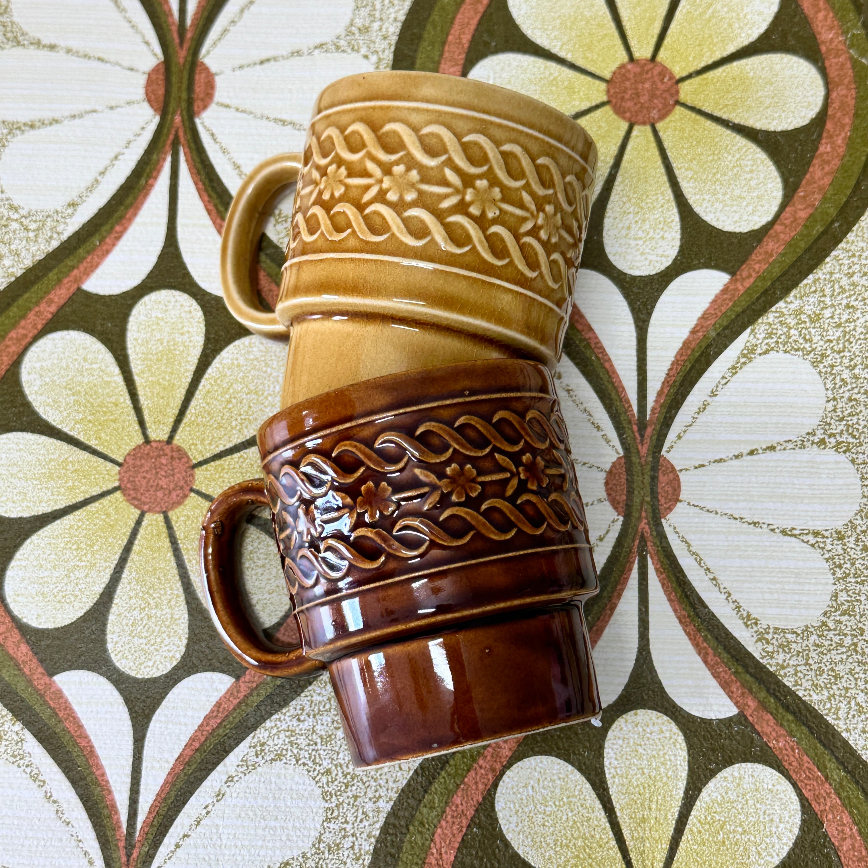 Pair of Retro JAPAN Mugs Stackable