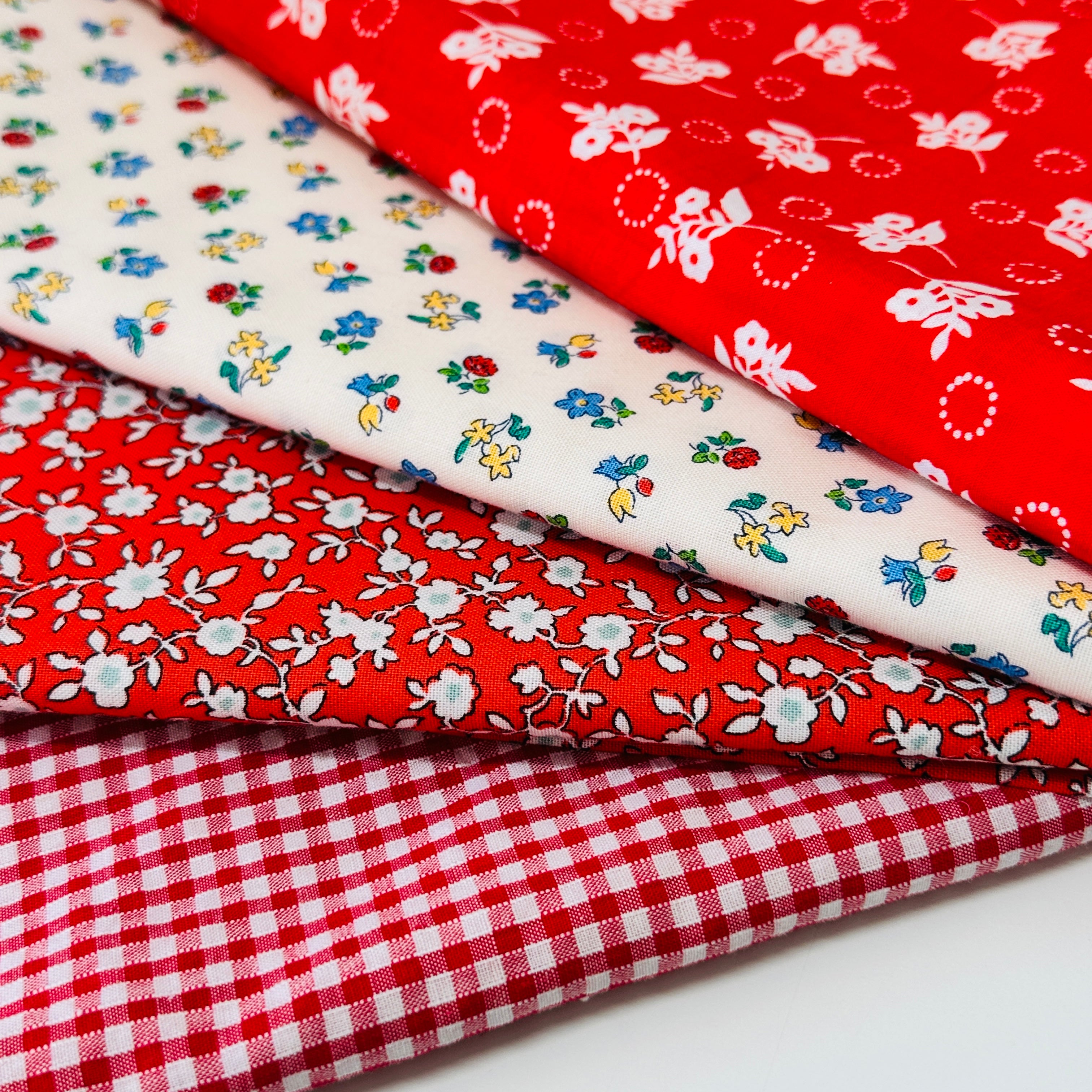 100% Cotton Fabric Bundle x FOUR Reds