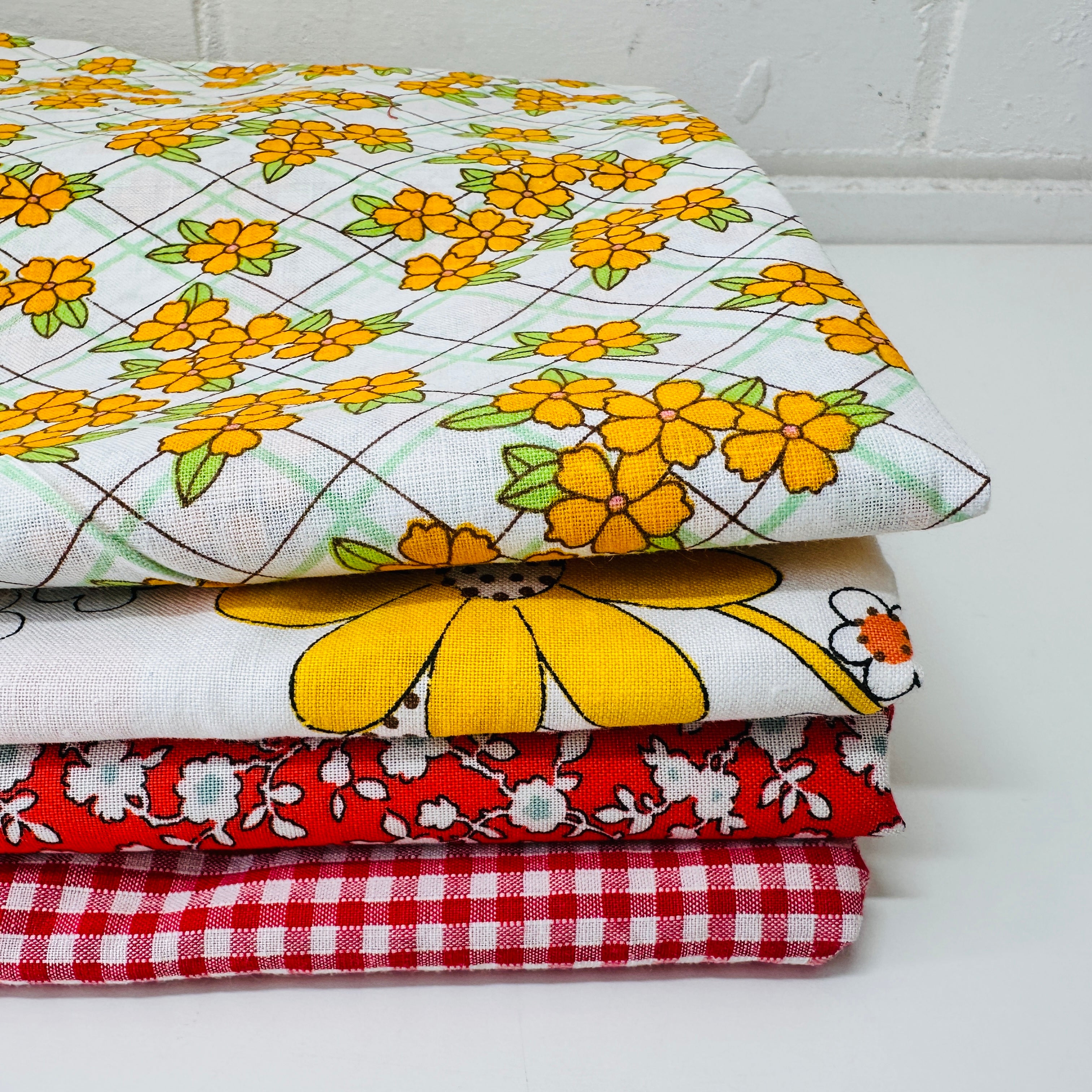 100% Cotton Fabric Bundle x FOUR Yellow & Red