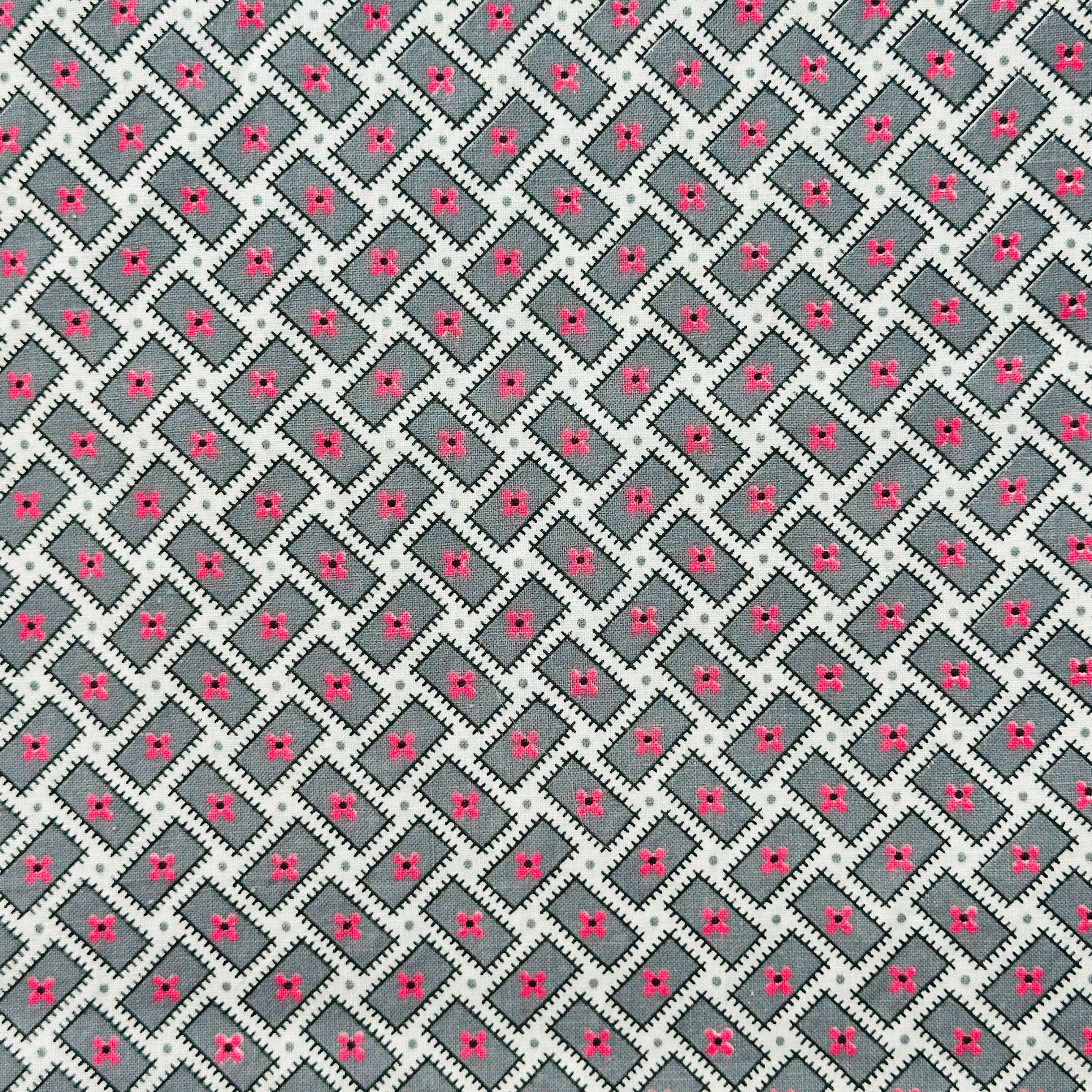 350cms Large Lot of Vintage Grey & Pink Fabric