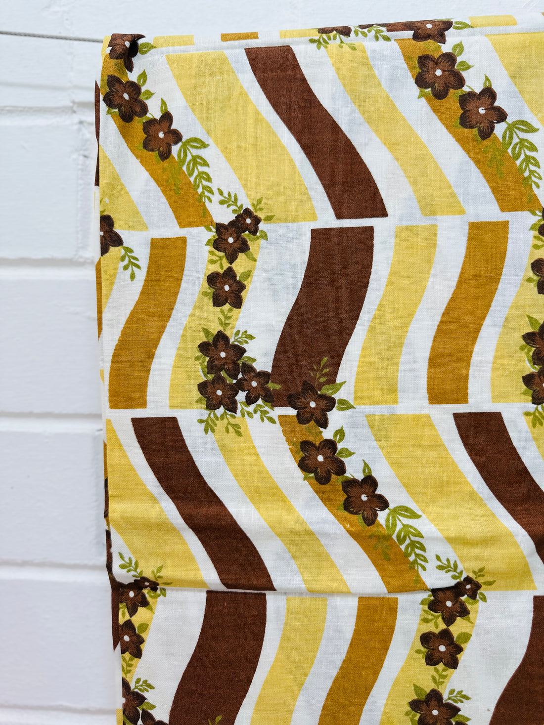 250cms Unused Brown Floral Cotton Craft Sewing VINTAGE