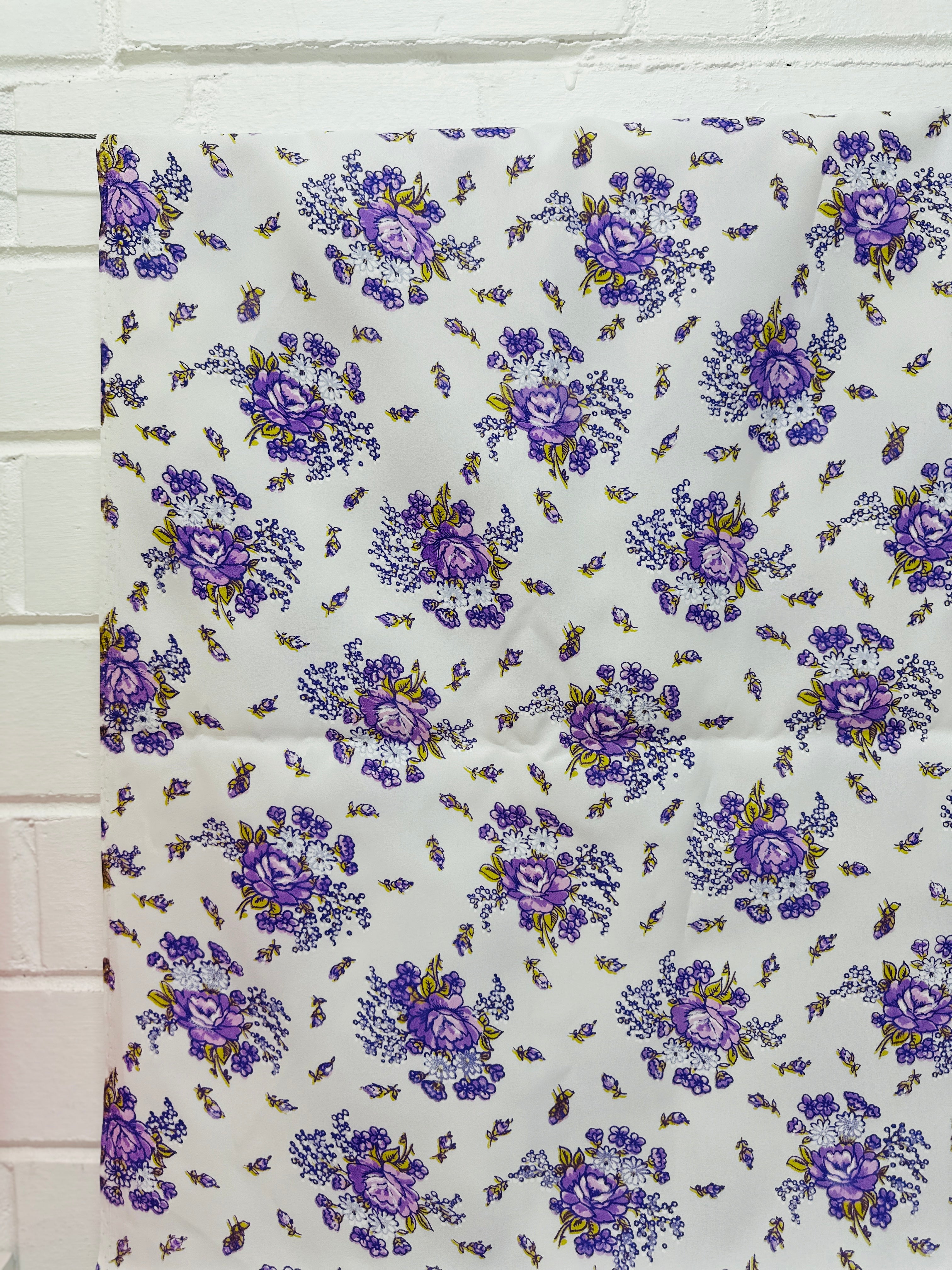 460cms Purple Floral Fabric Craft Sewing