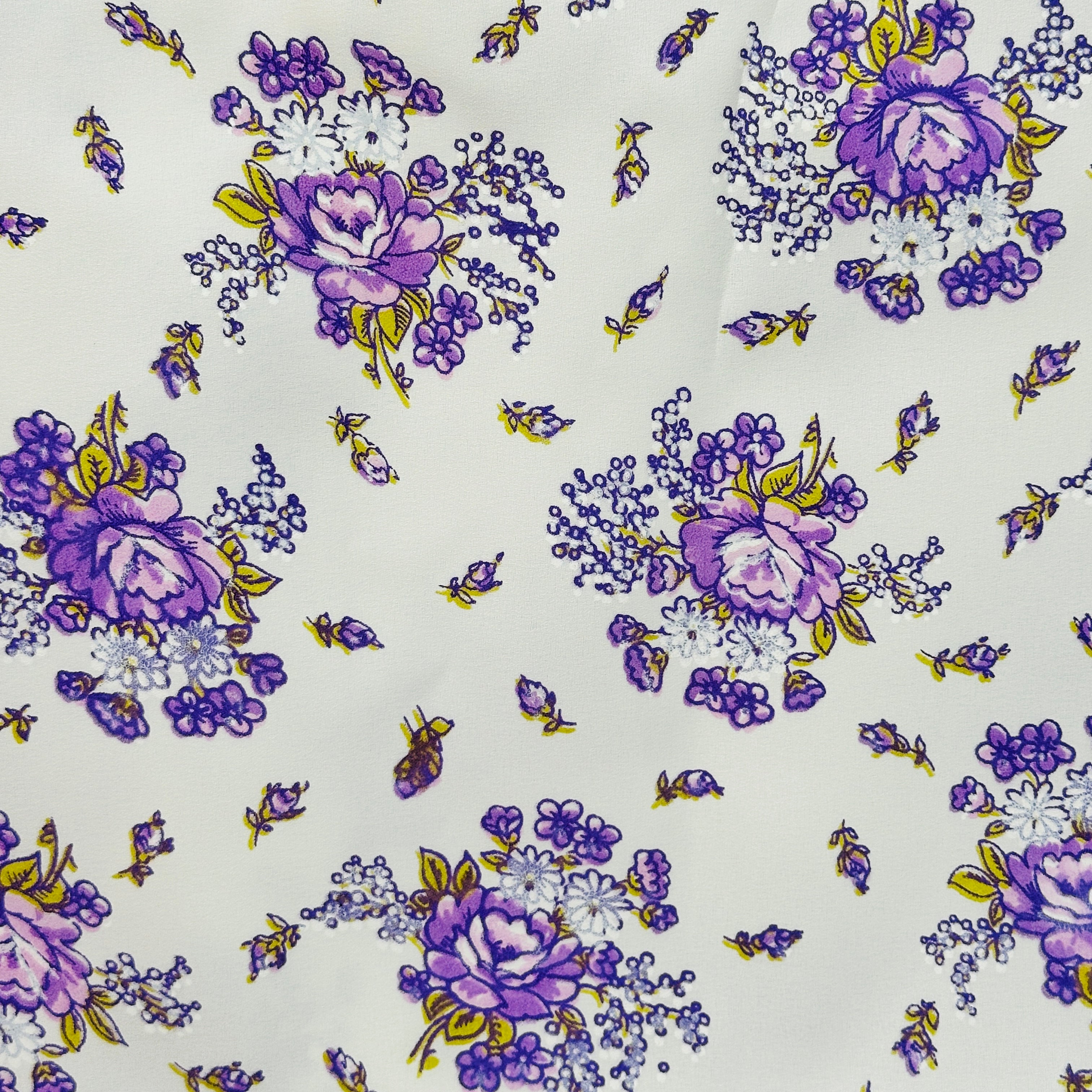 460cms Purple Floral Fabric Craft Sewing