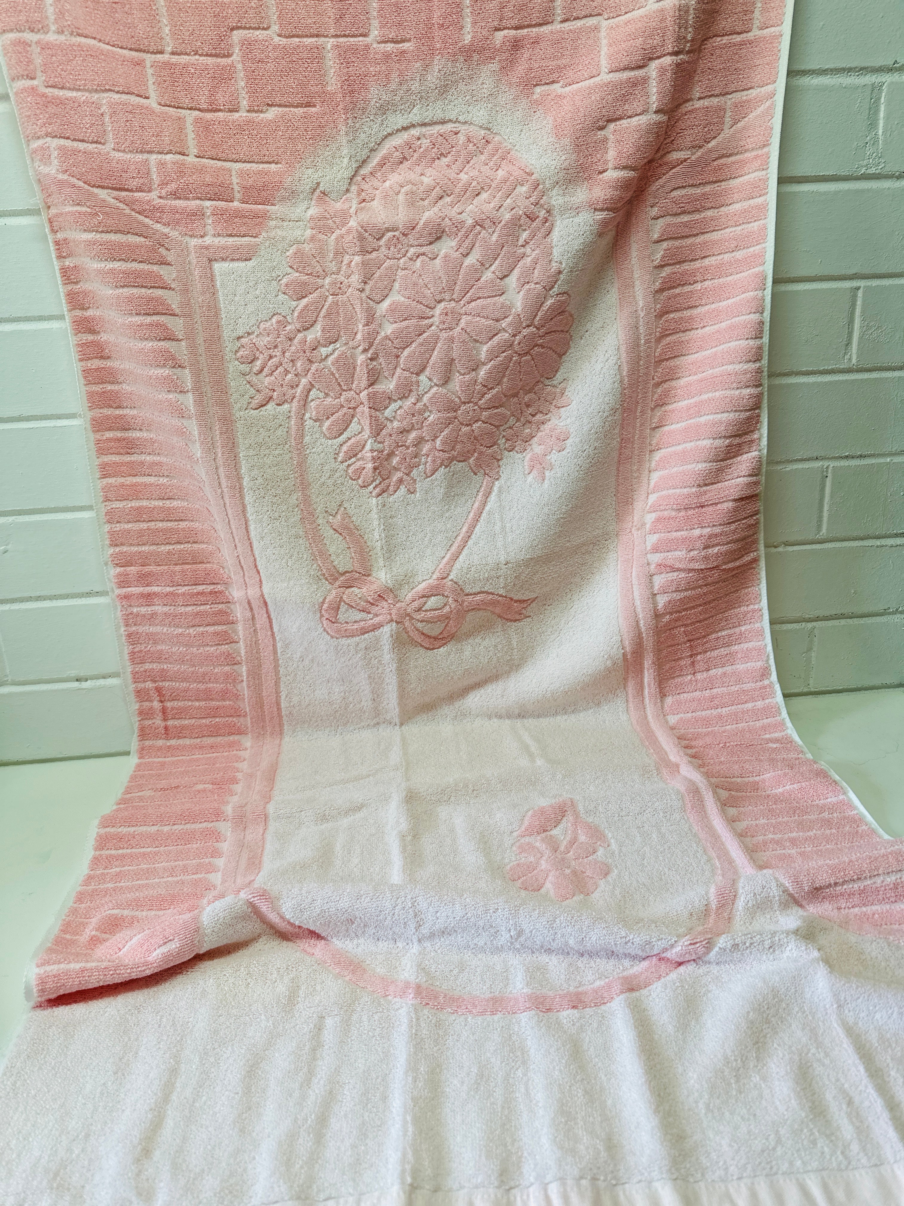 Unused Cotton Floral Bath Towel