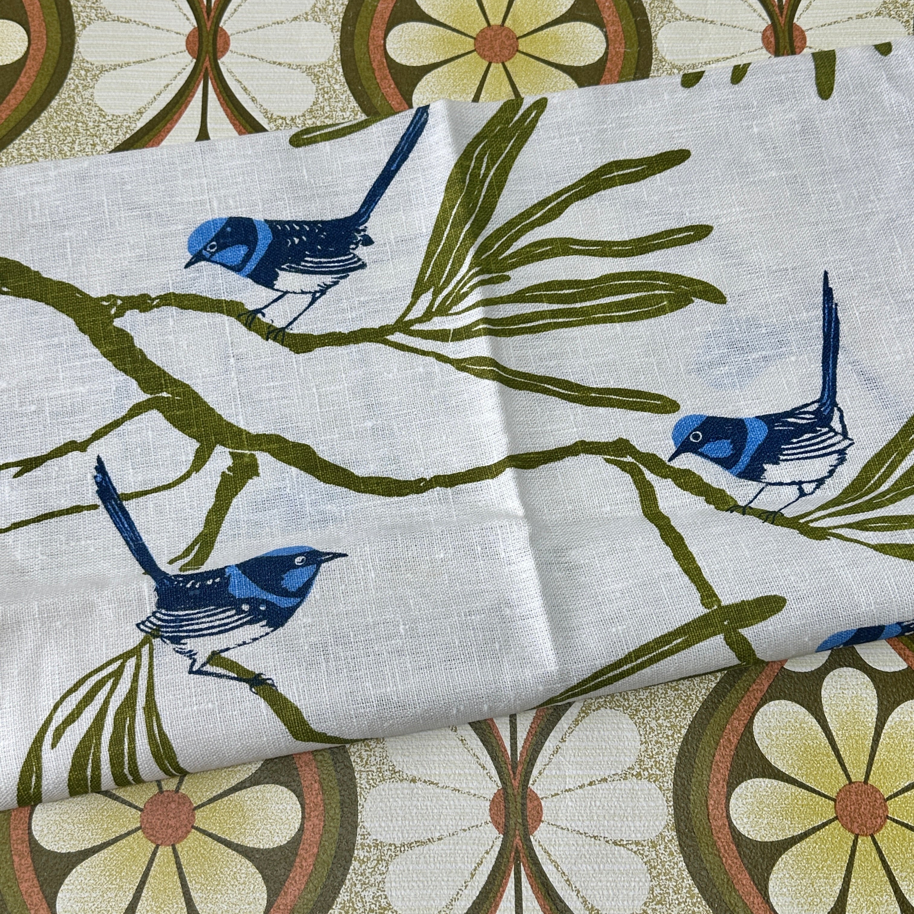 UNUSED Rodriguez Tea Towel People Pure Linen Australian Blue Wren