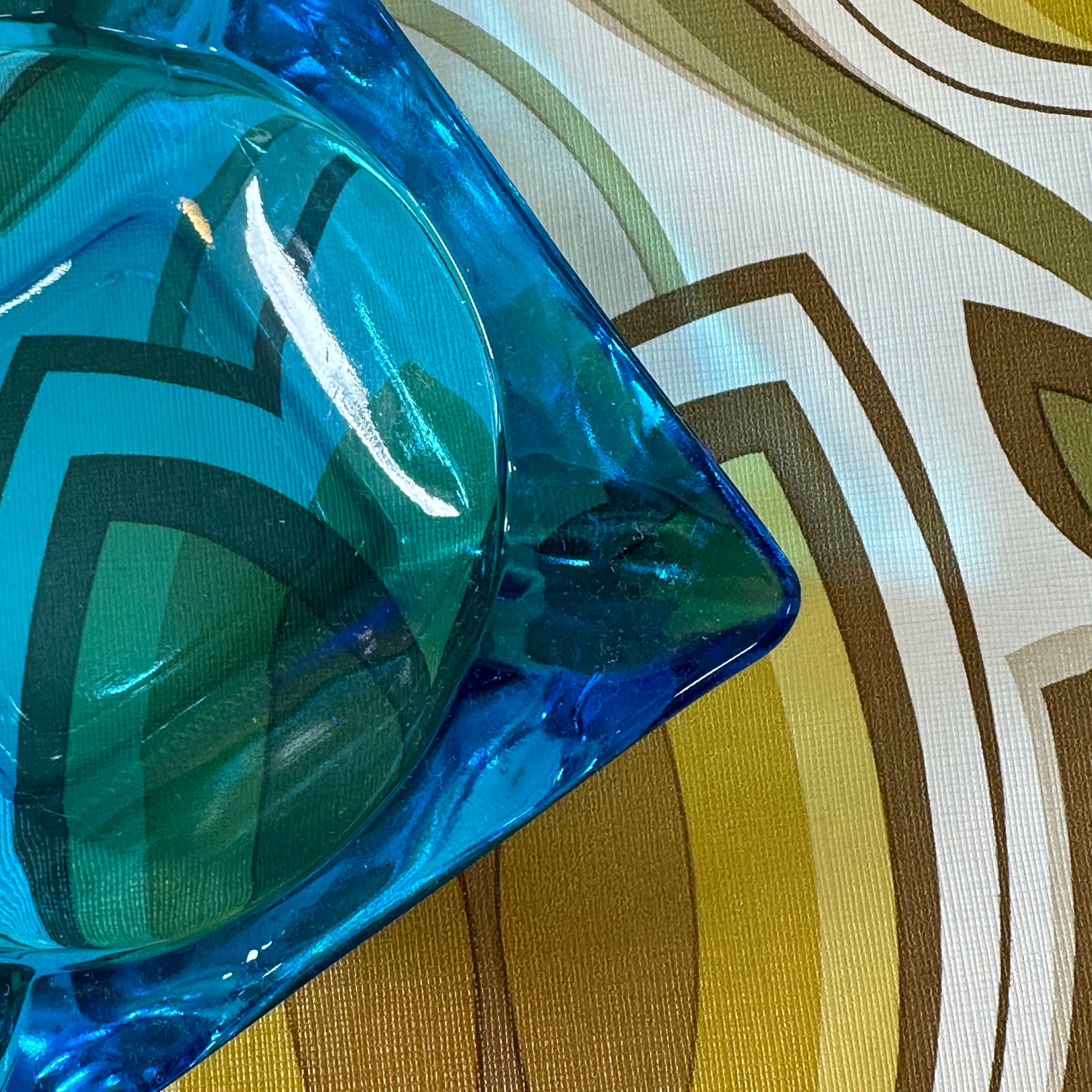Vintage Retro Blue Glass Ahstray