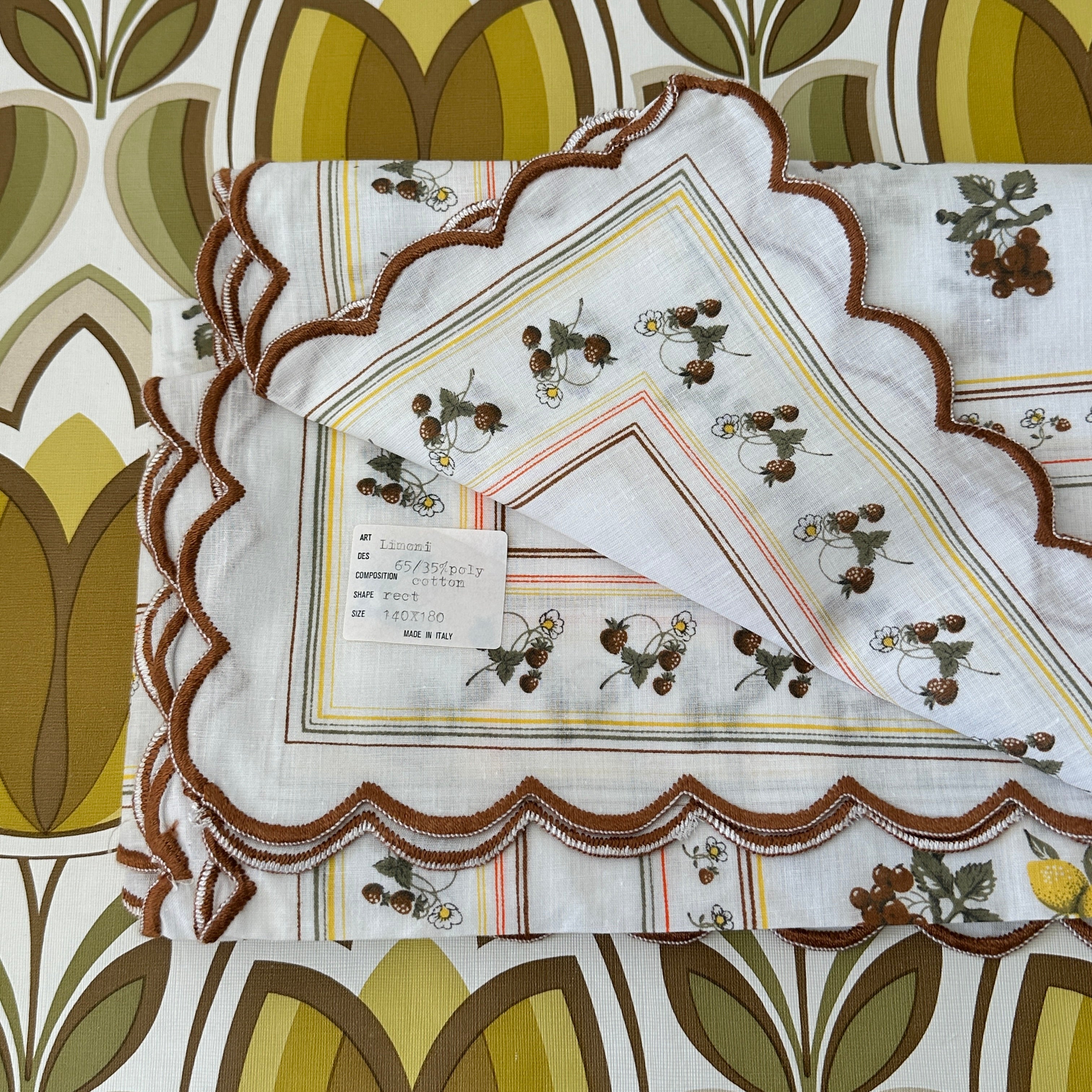 Unused Italian Tablecloth Scalloped Edge VINTAGE