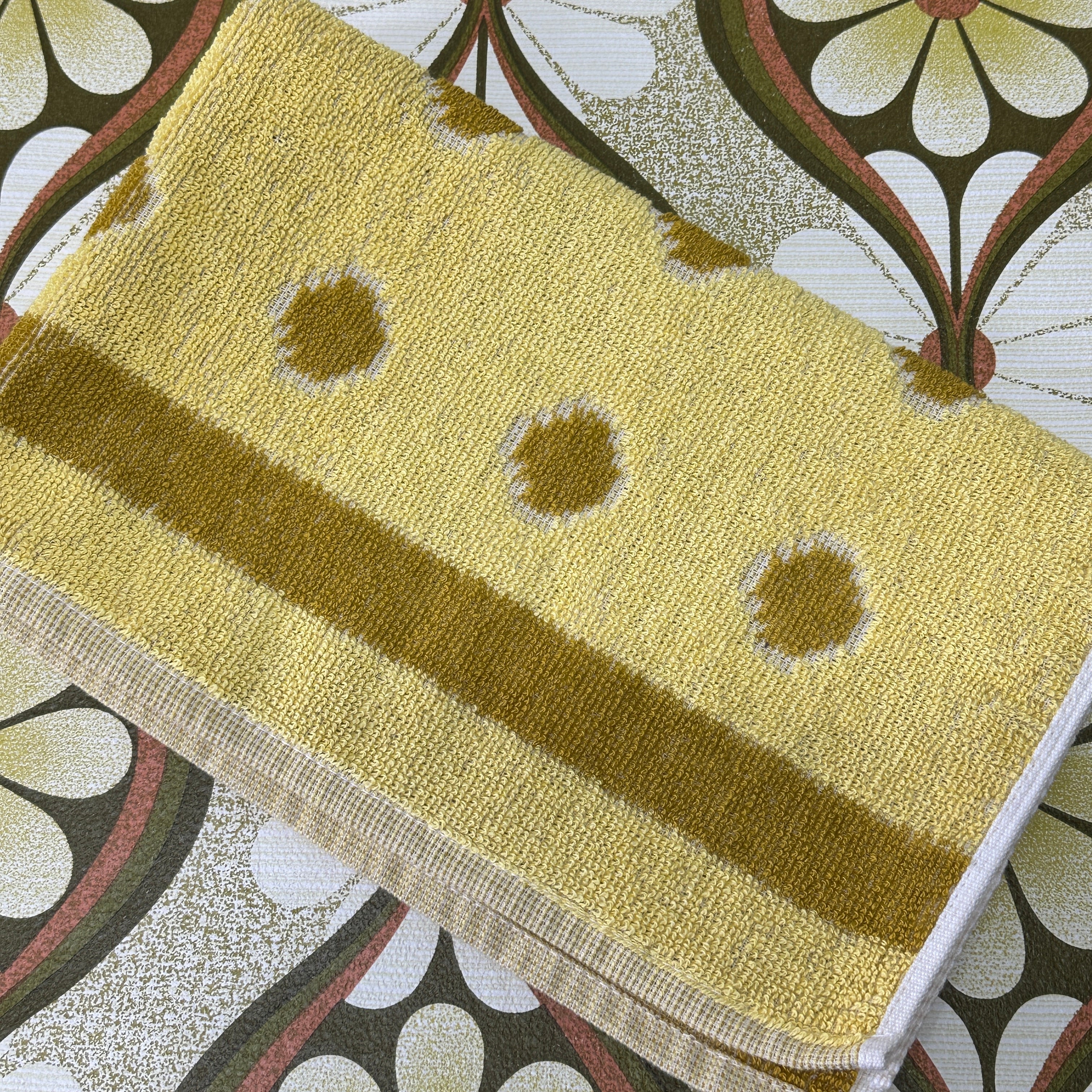 Unused Cotton Vintage Polka Dot Hand Towel