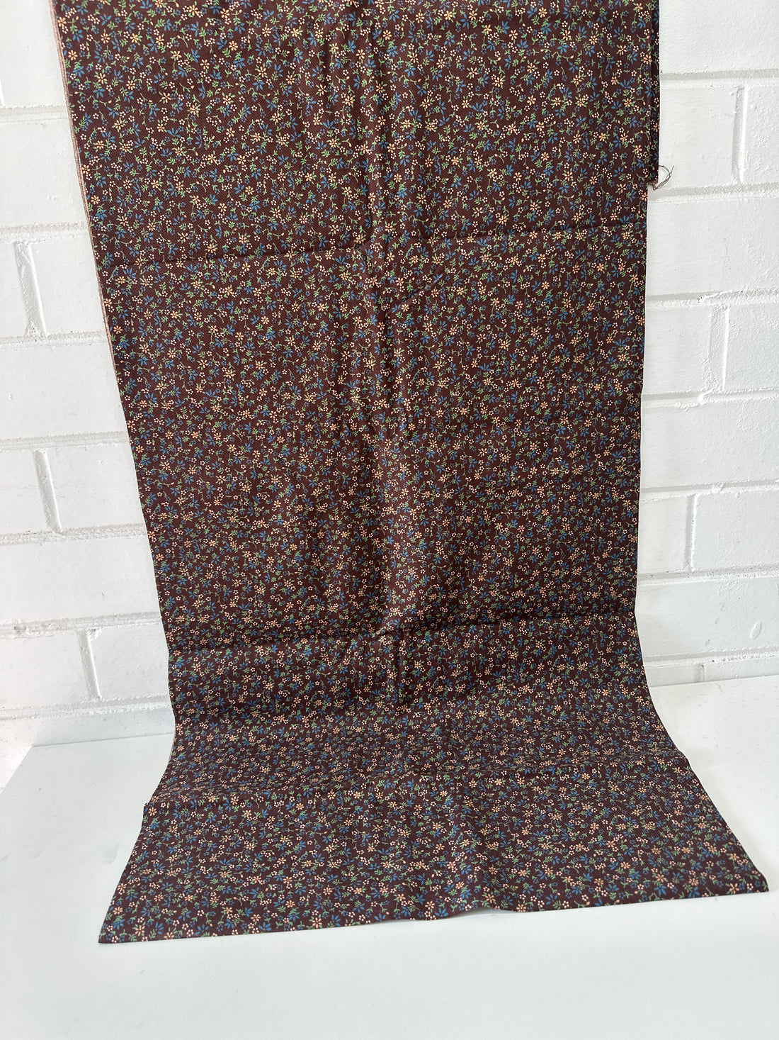 260cms Brown Cotton Floral Fabric VINTAGE