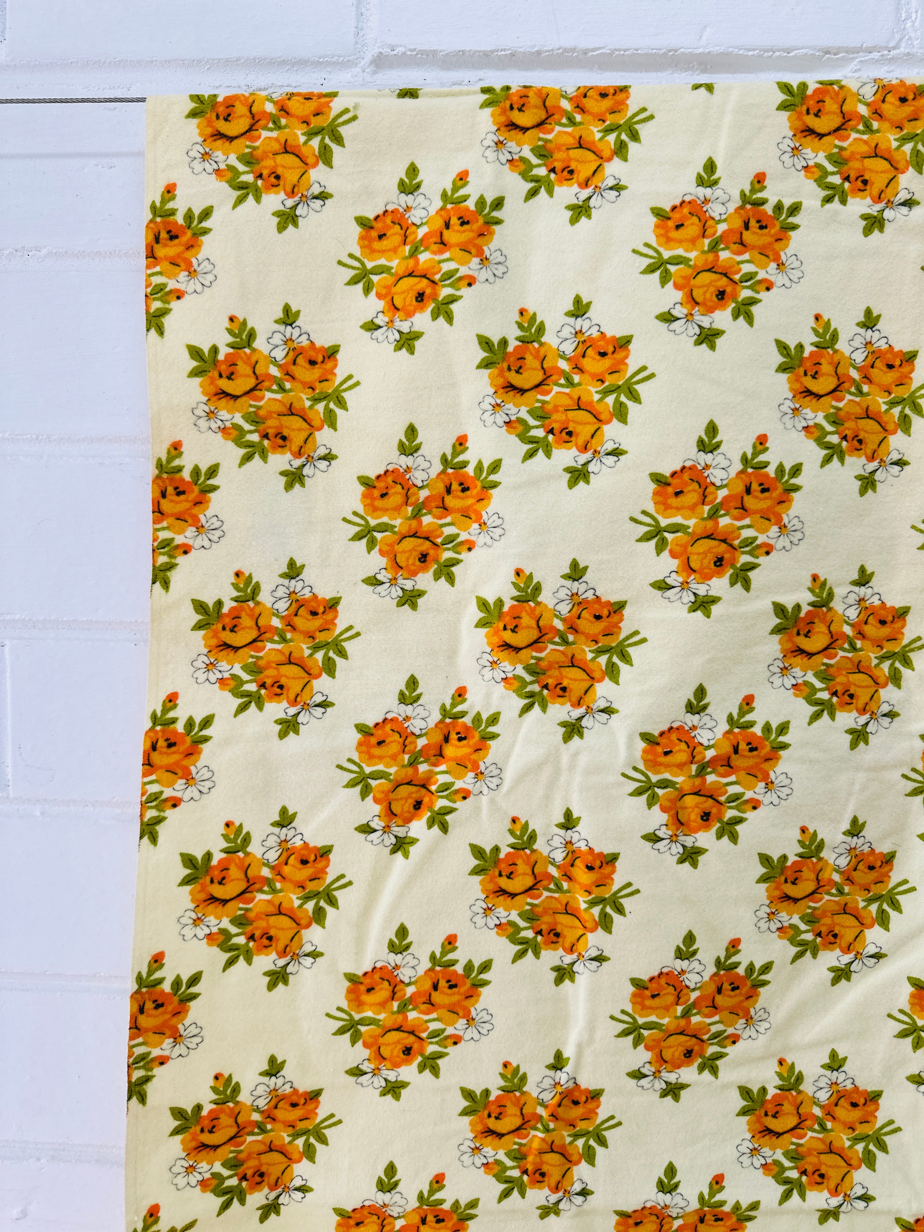 350cms Vintage Bright Yellow Roses Flannelette Fabric