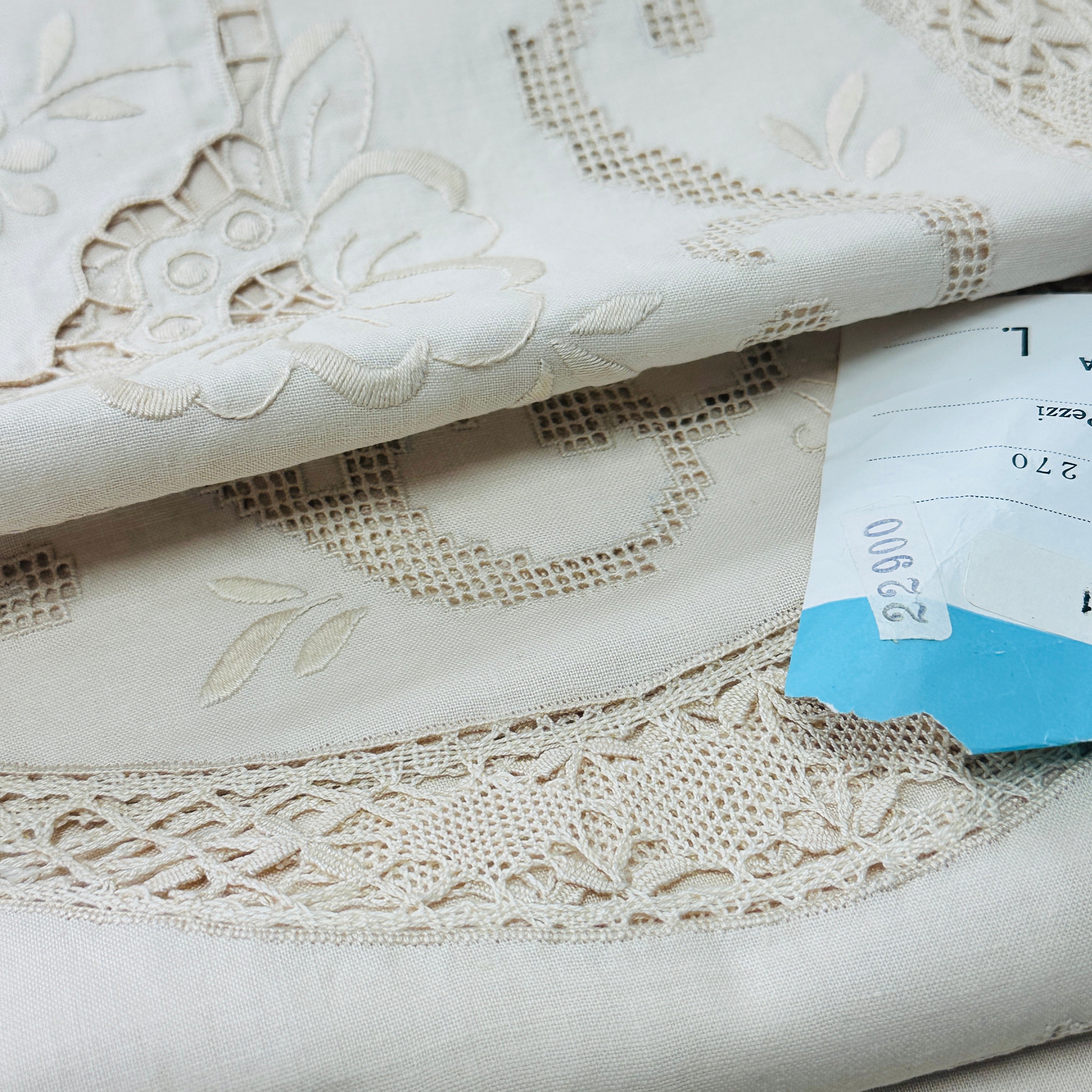 AMAZING Vintage Embroidered Italian Tablecloth HUGE Plus Napkins