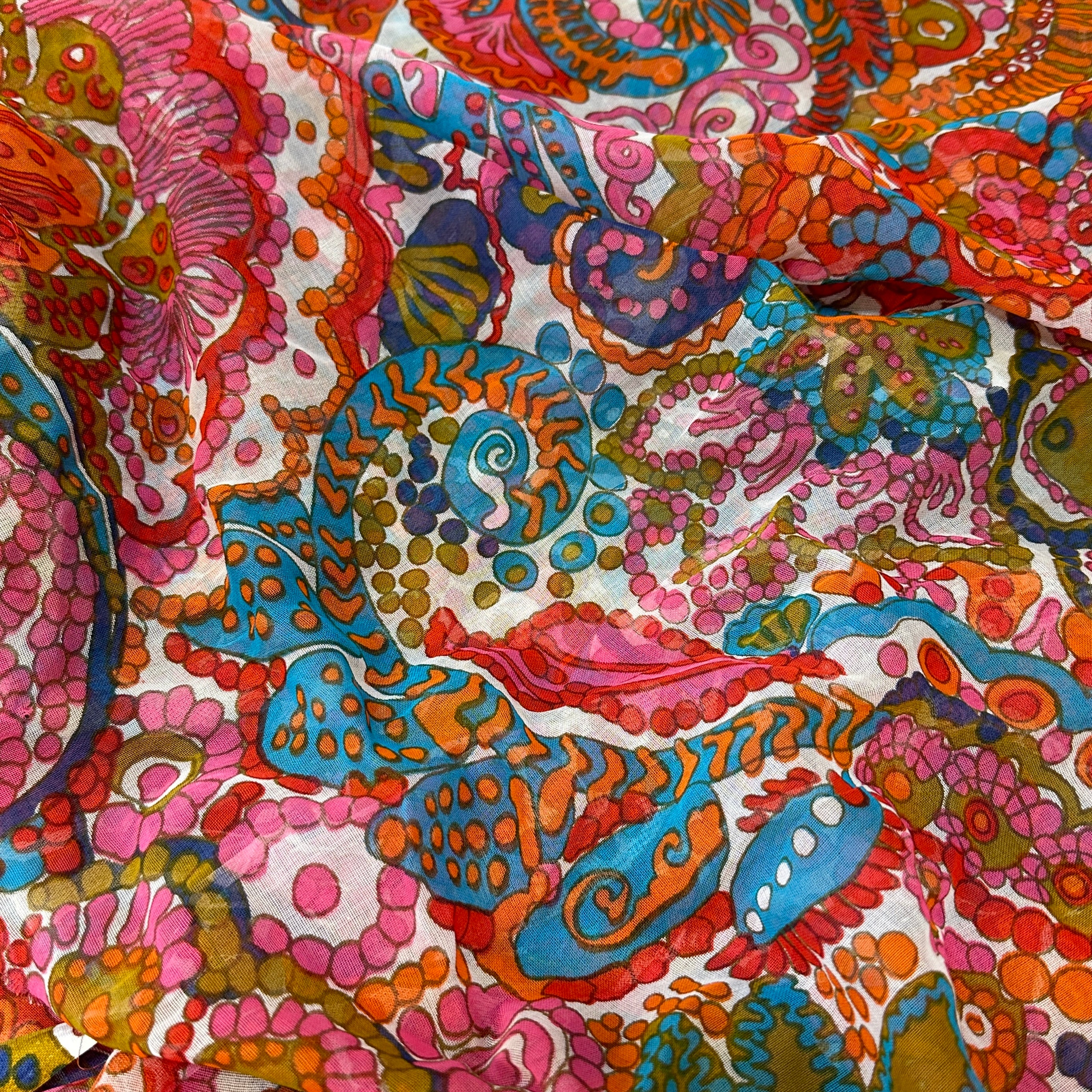 230cms Bright Pink & Red Sheer Fabric