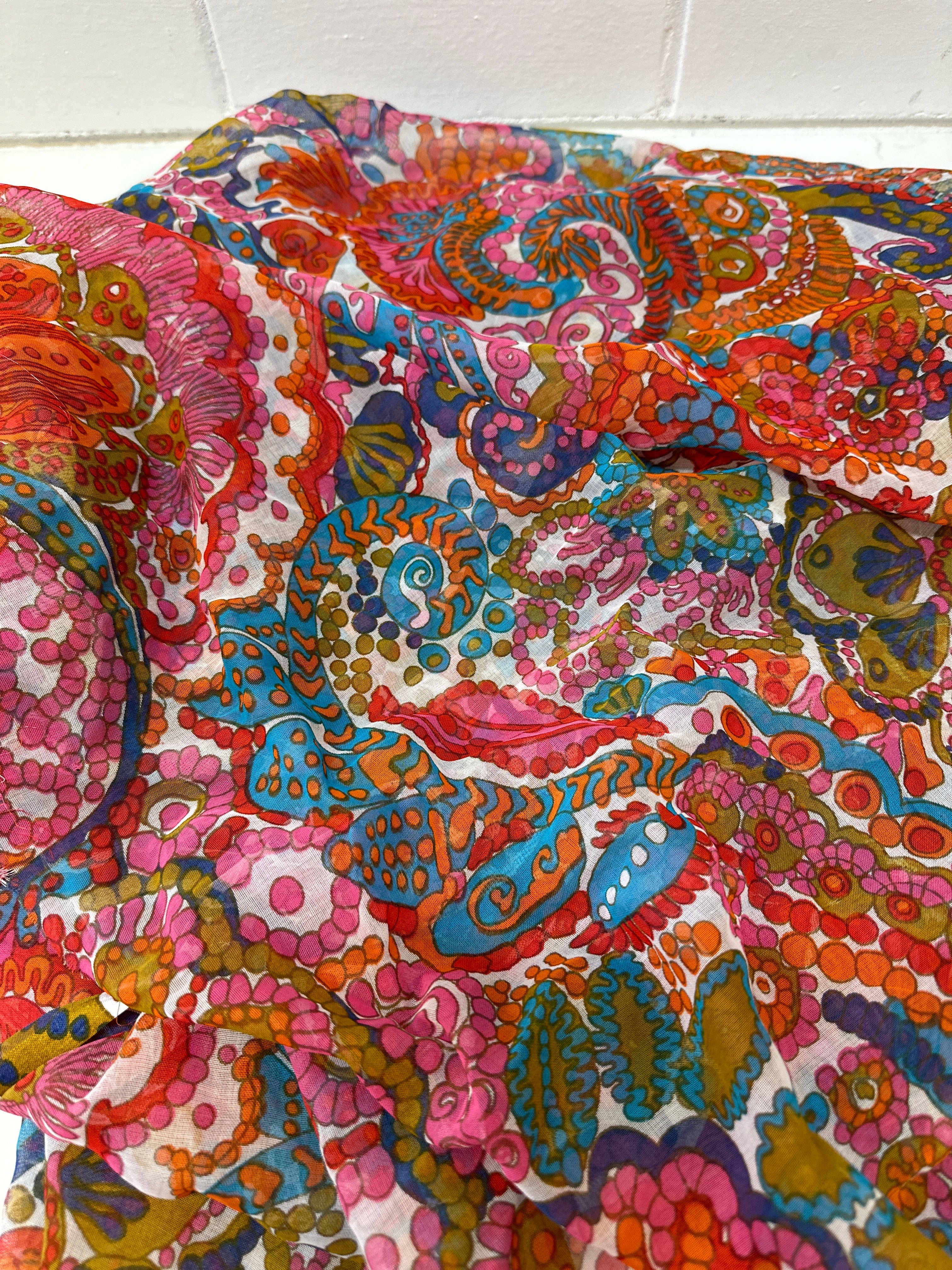 230cms Bright Pink & Red Sheer Fabric