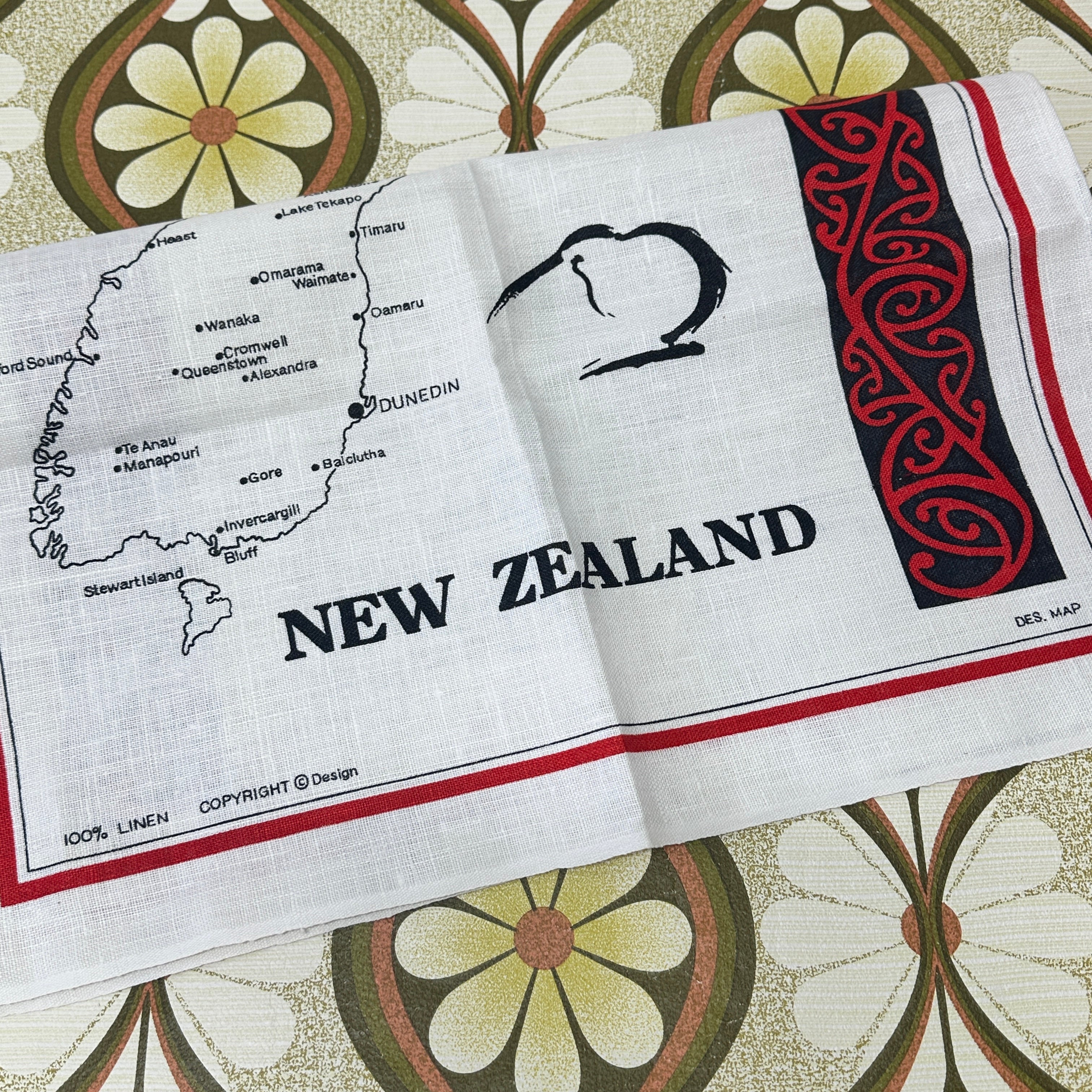 Pure Linen Vintage Tea Towel New Zealand Unused