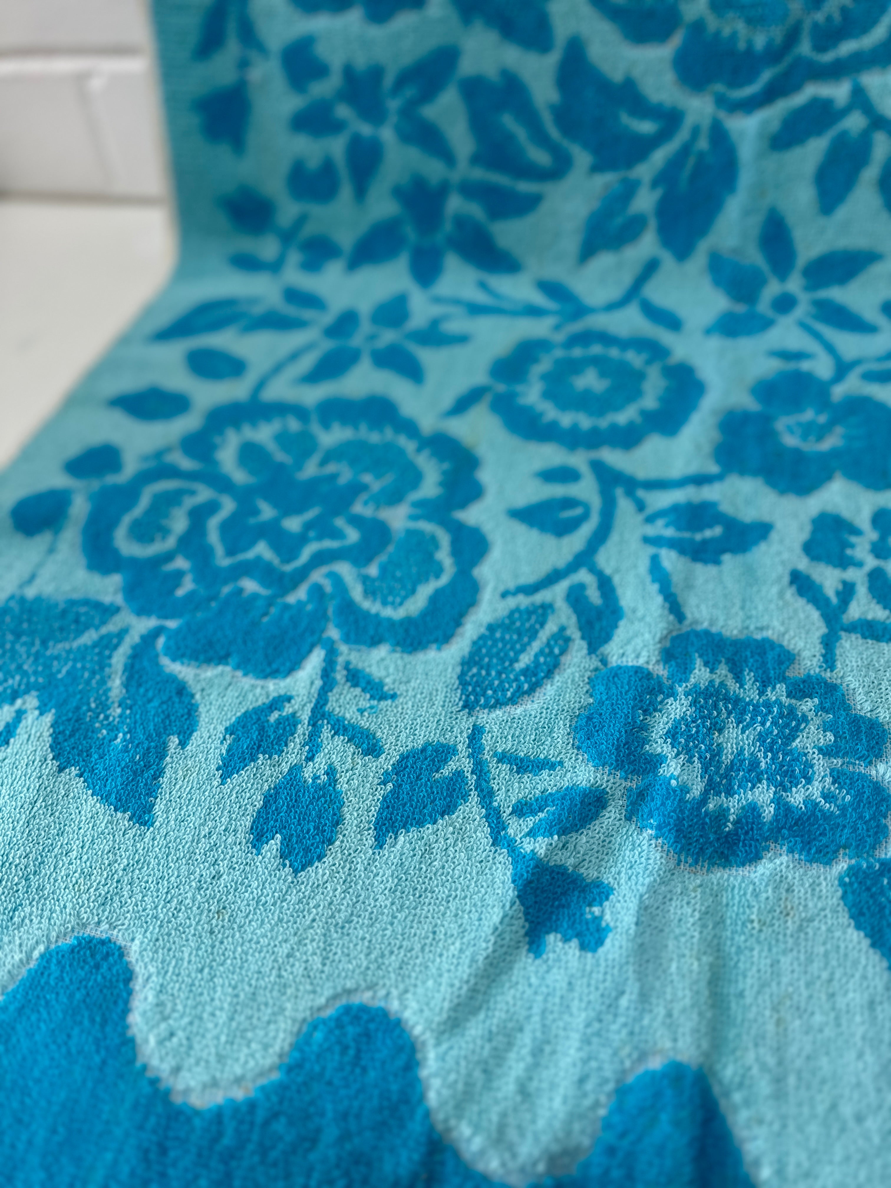 Beautiful Blue Vintage Towel UNUSED