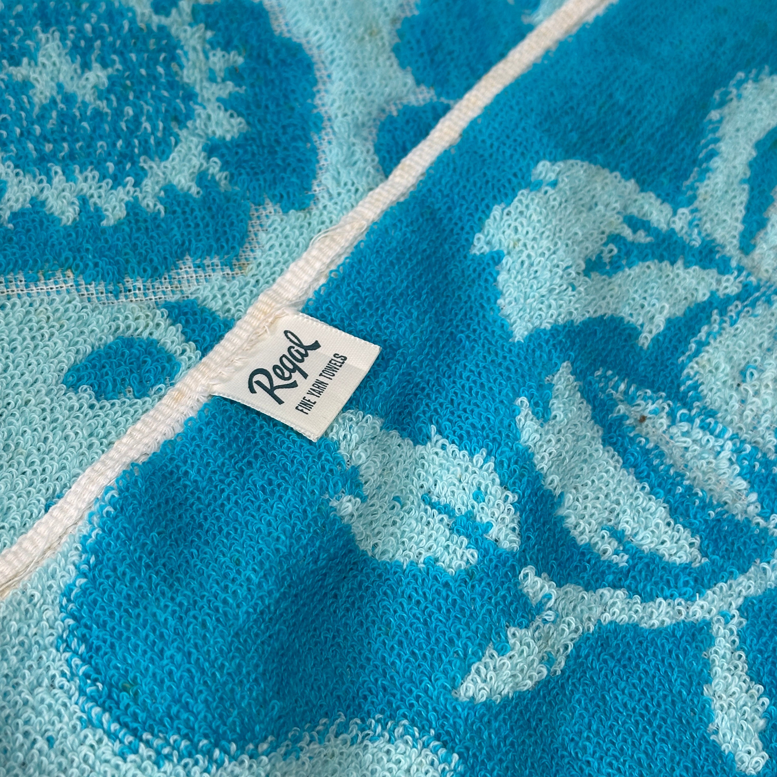 Beautiful Blue Vintage Towel UNUSED
