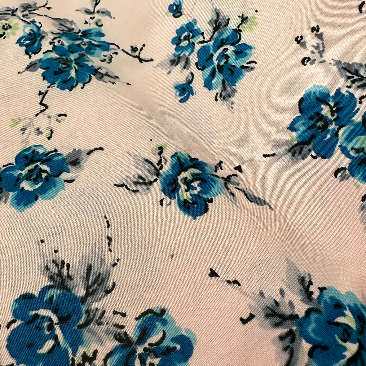 360cms Silky Vintage Dress Fabric Pretty Light Pink & Blue