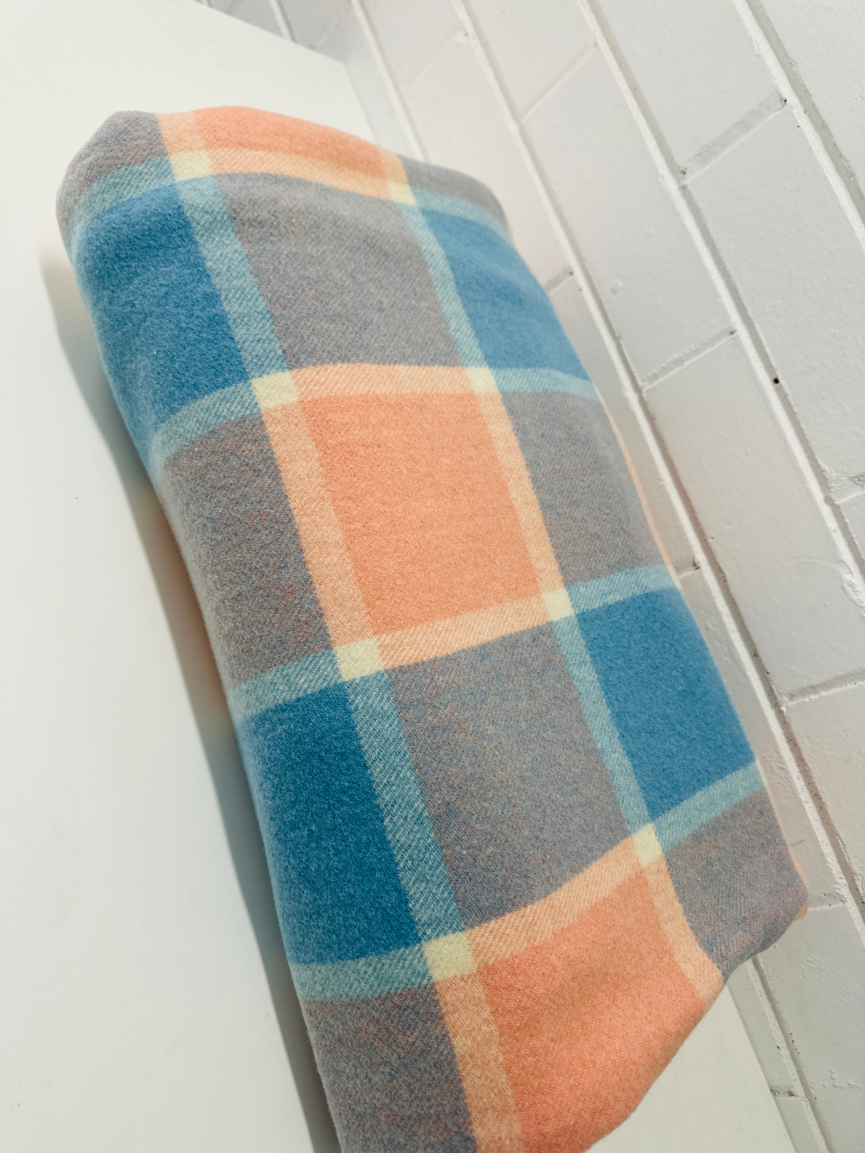 Wool Waverley Blanket Blue & Pink