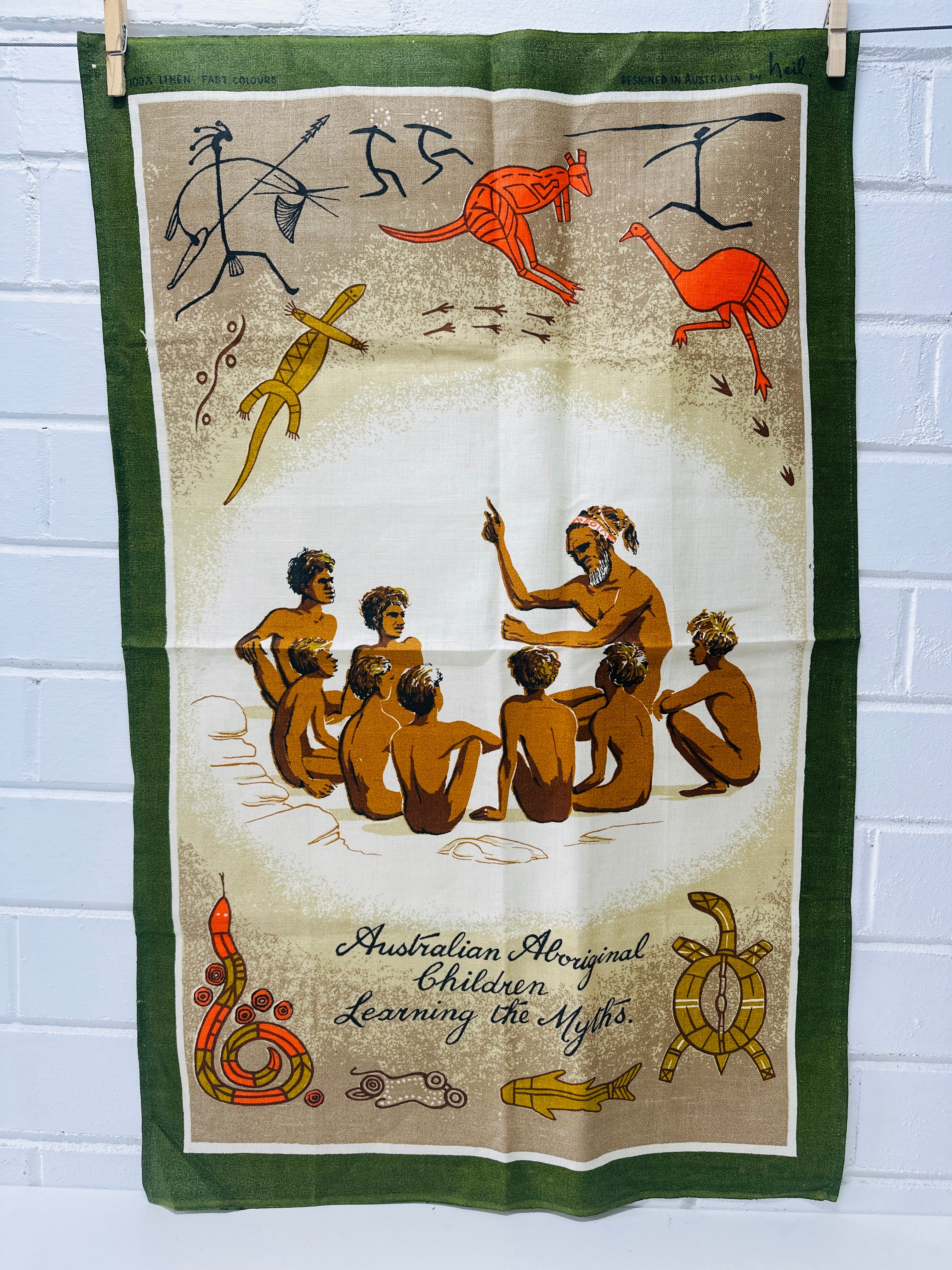 Aboriginal Vintage Linen Tea Towel