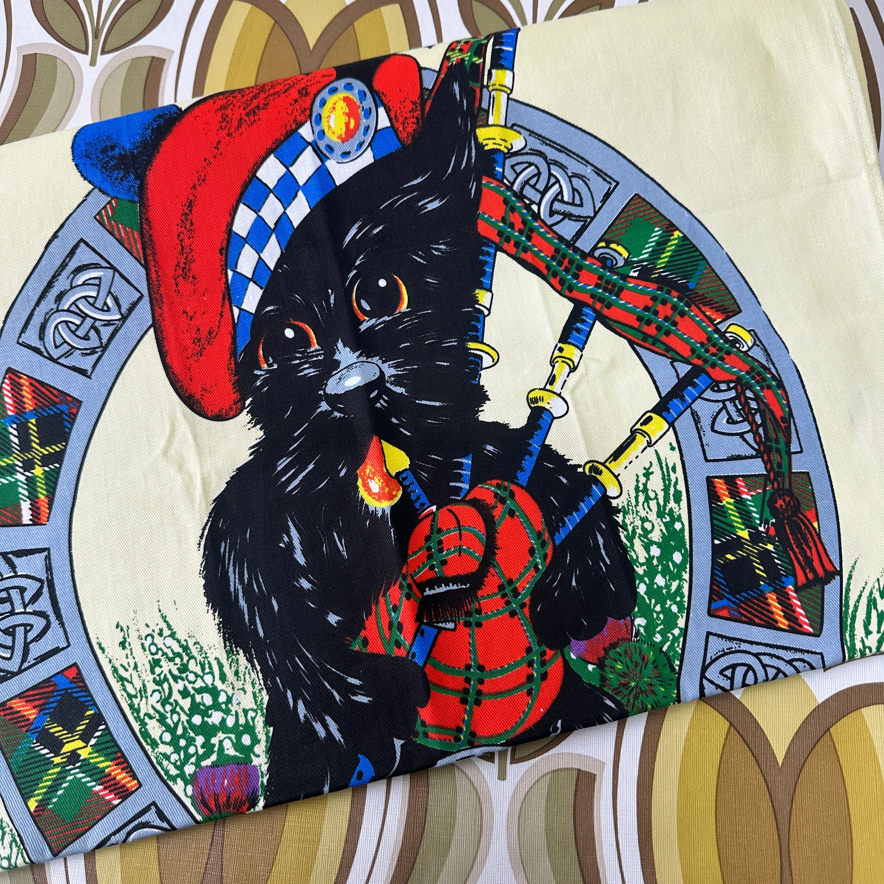 Pure Cotton Scottish Dog Vintage Tea Towel