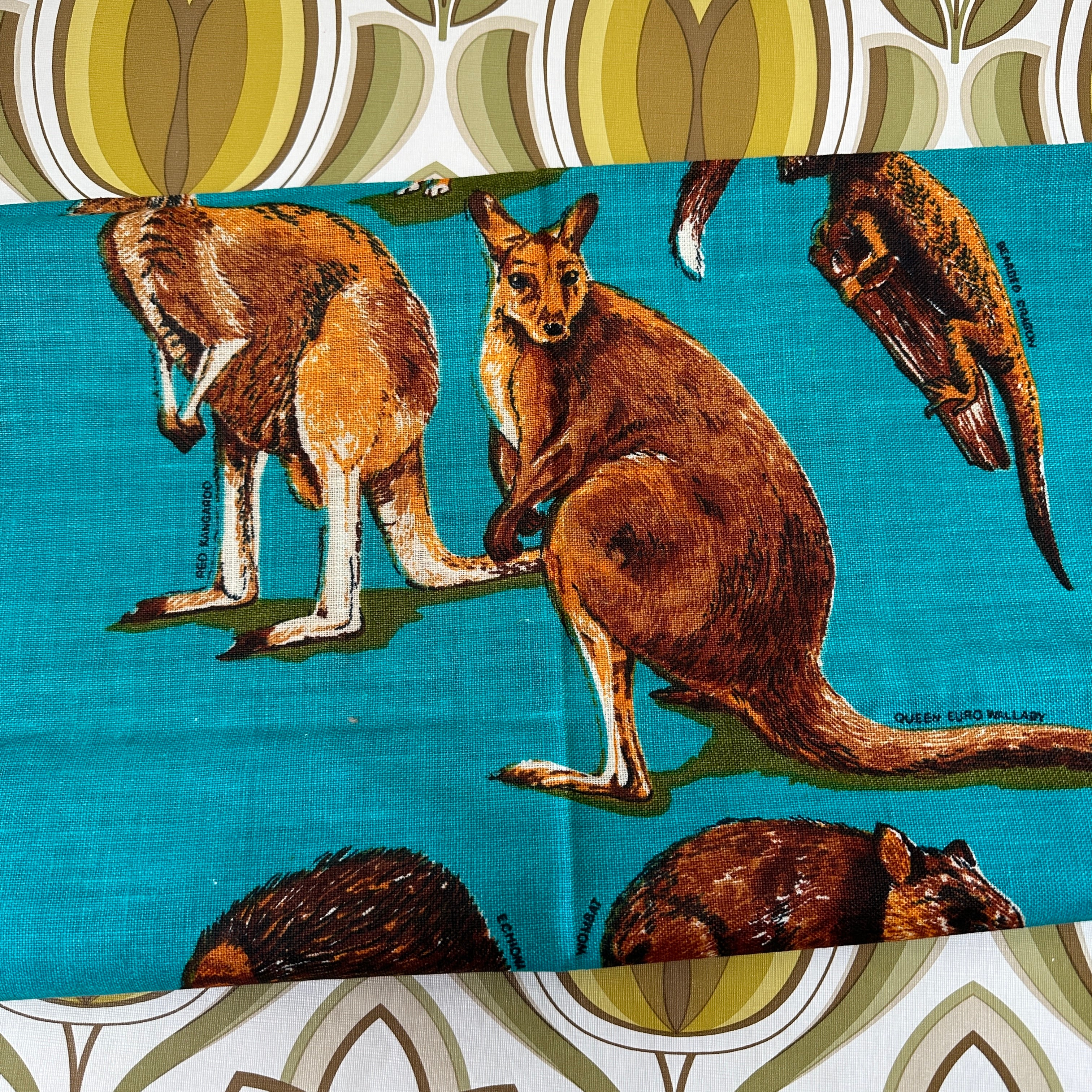 UNUSED Vintage Linen Australian Fauna TEA TOWEL