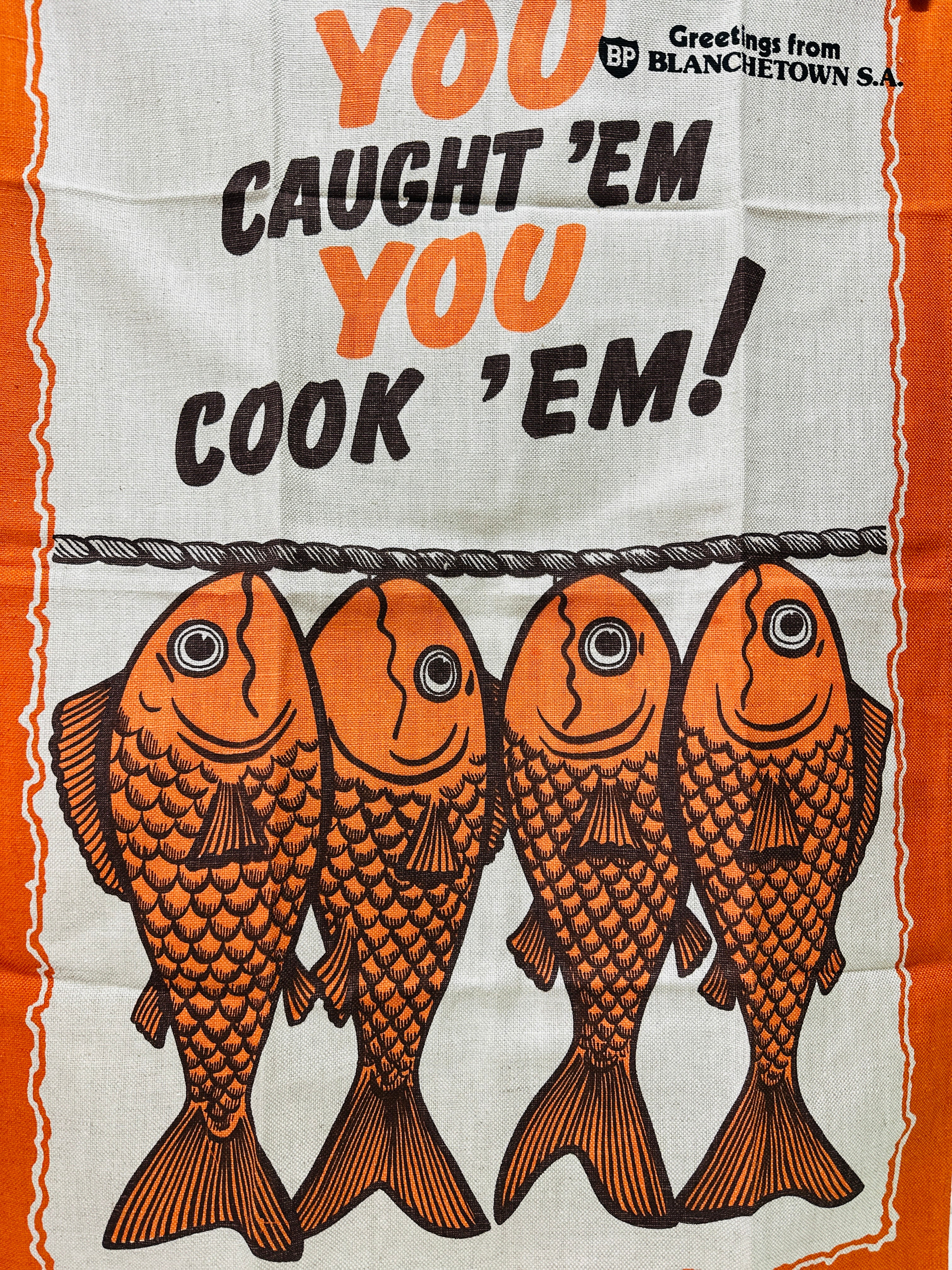 UNUSED Blanchetown SA Fish TEA TOWEL
