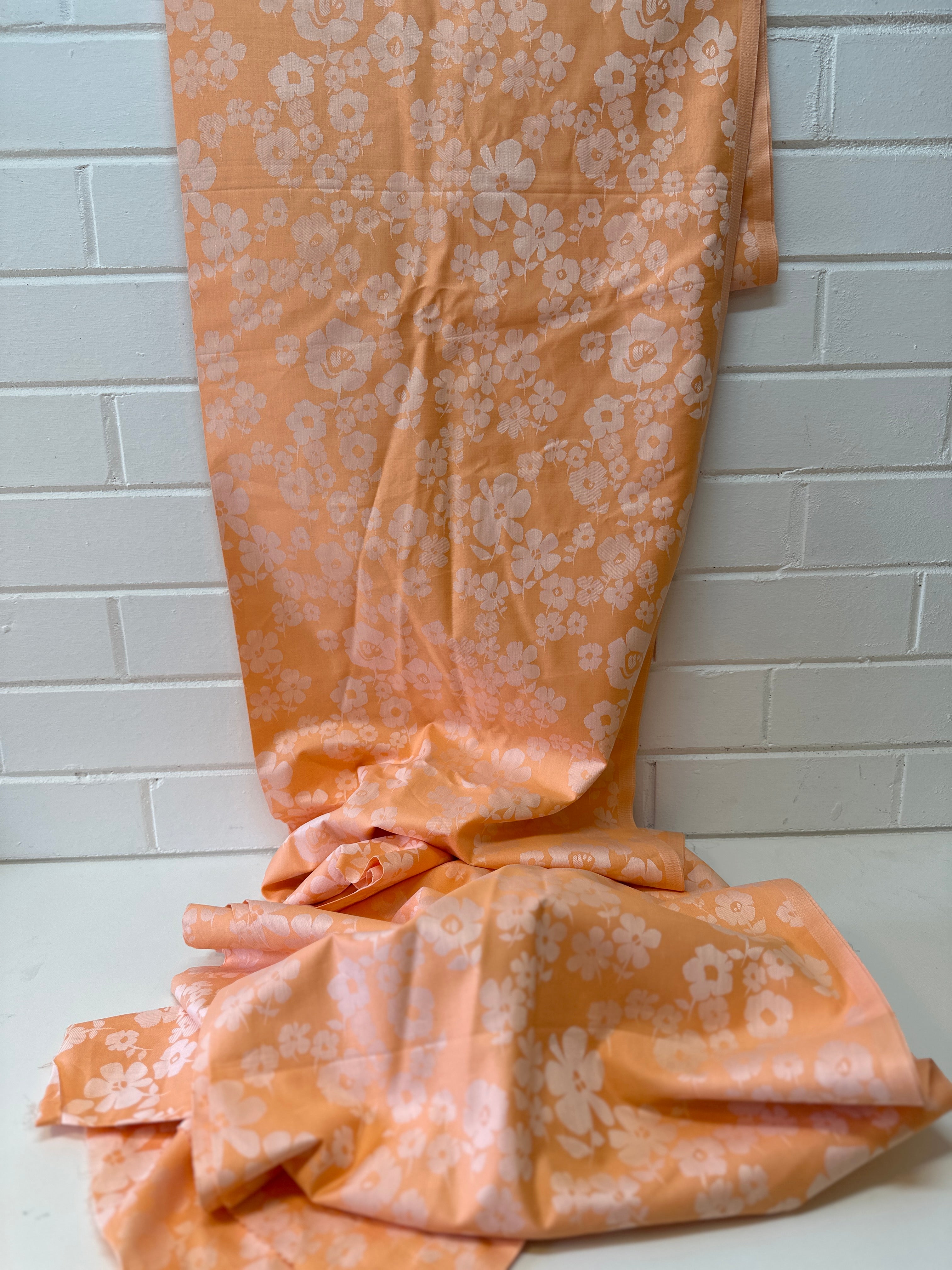 600cms Stunning Apricot Shimmery Floral Fabric