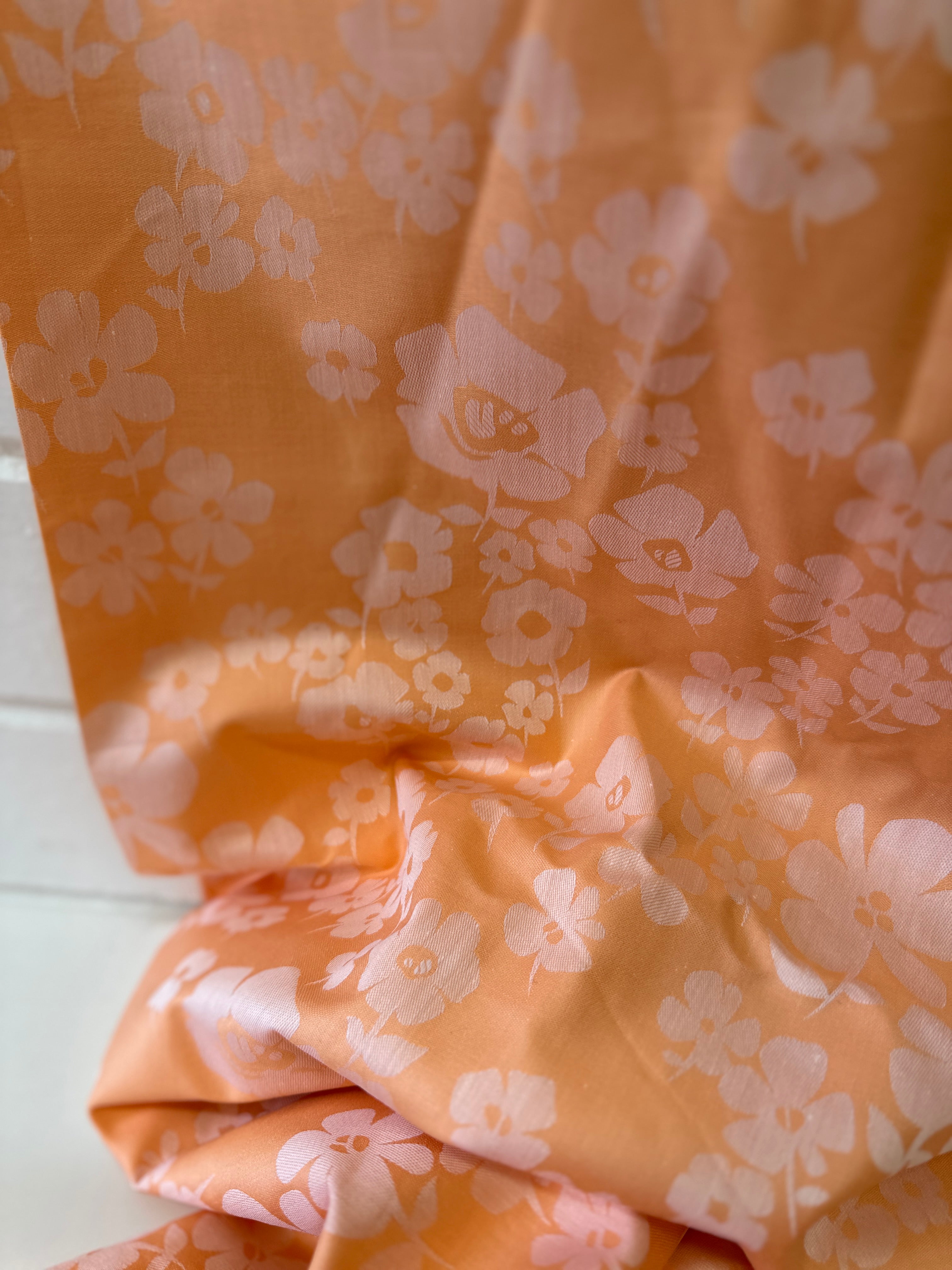 600cms Stunning Apricot Shimmery Floral Fabric