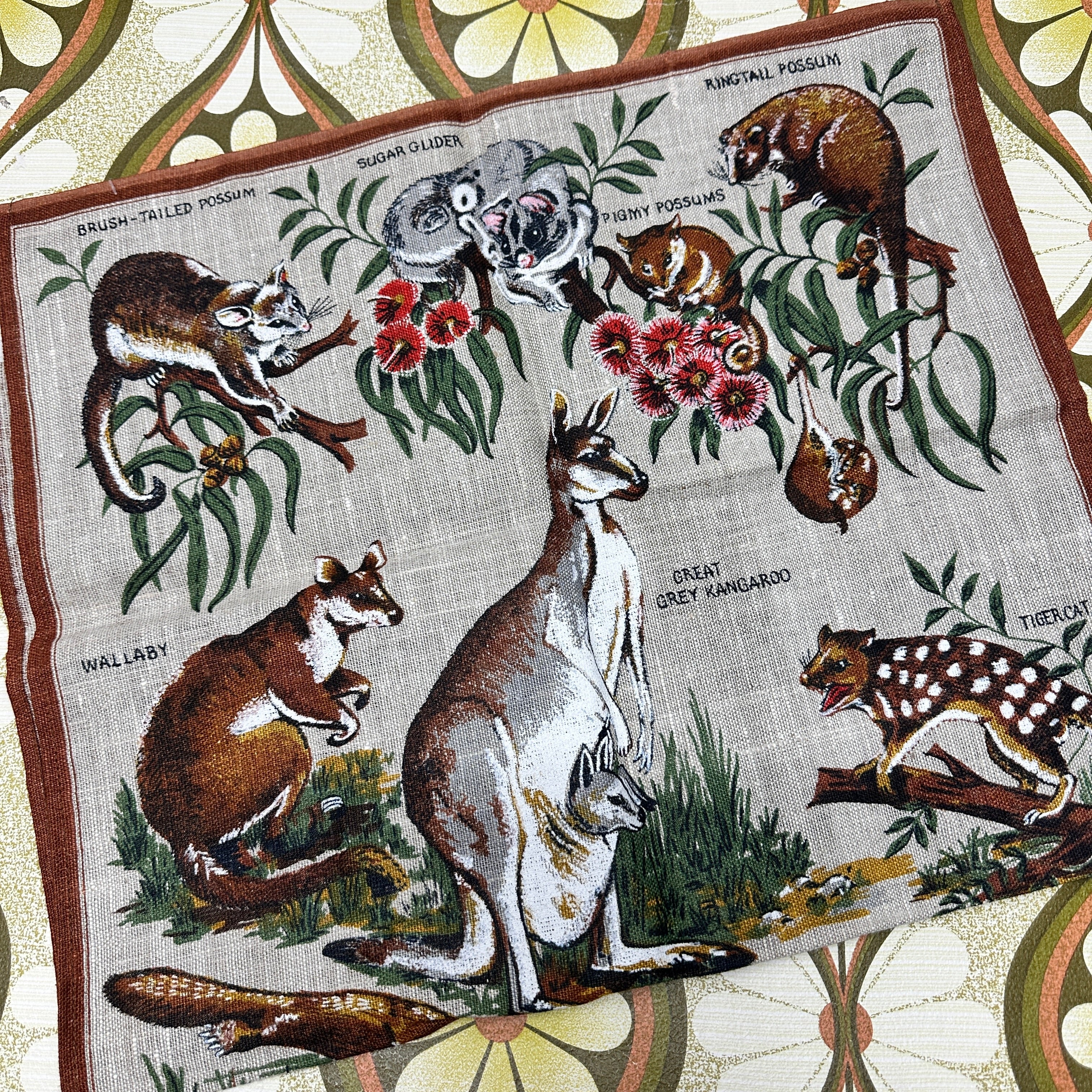 TASMANIA Fauna Linen Tea Towel