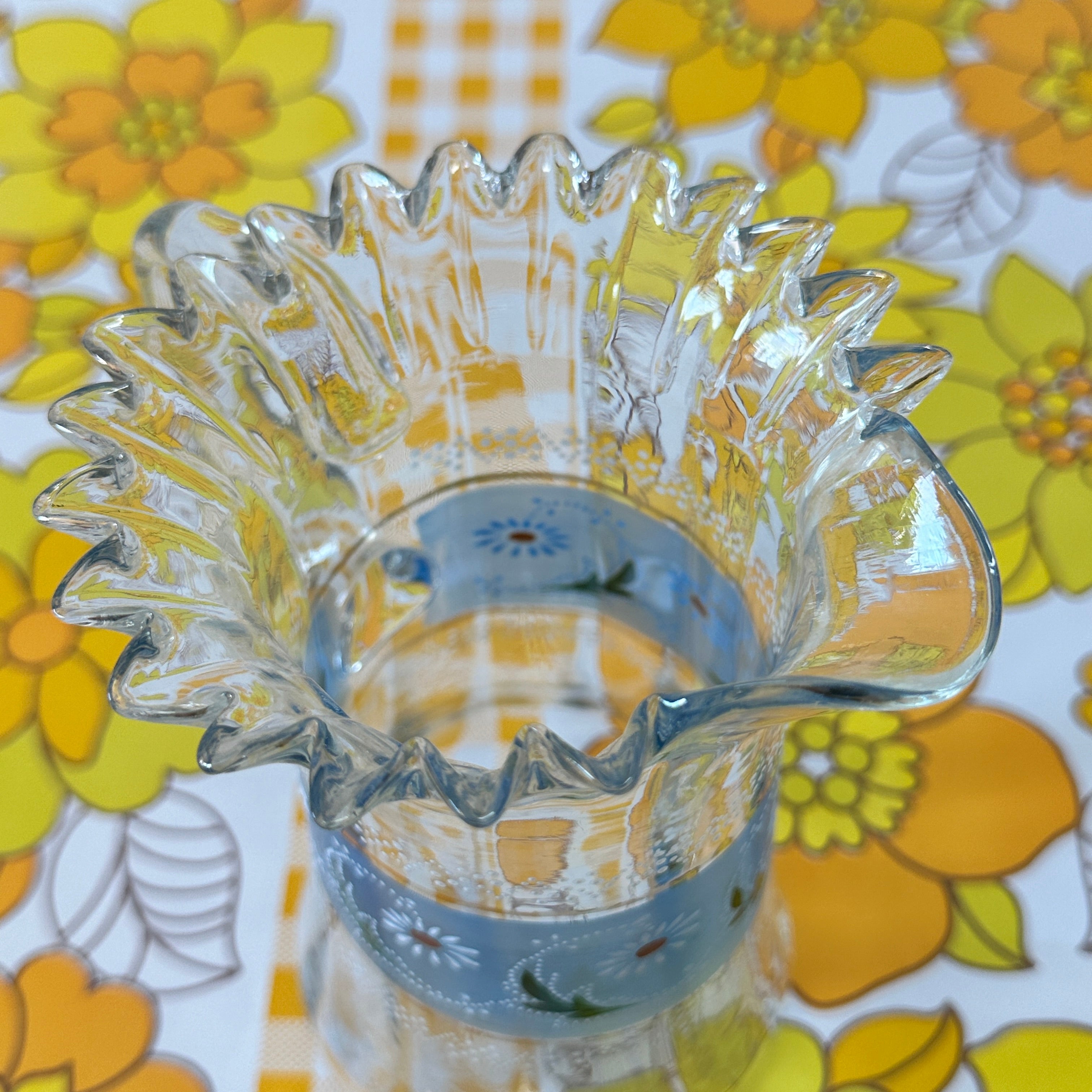 Ruffled Glass Jug Vintage Charming