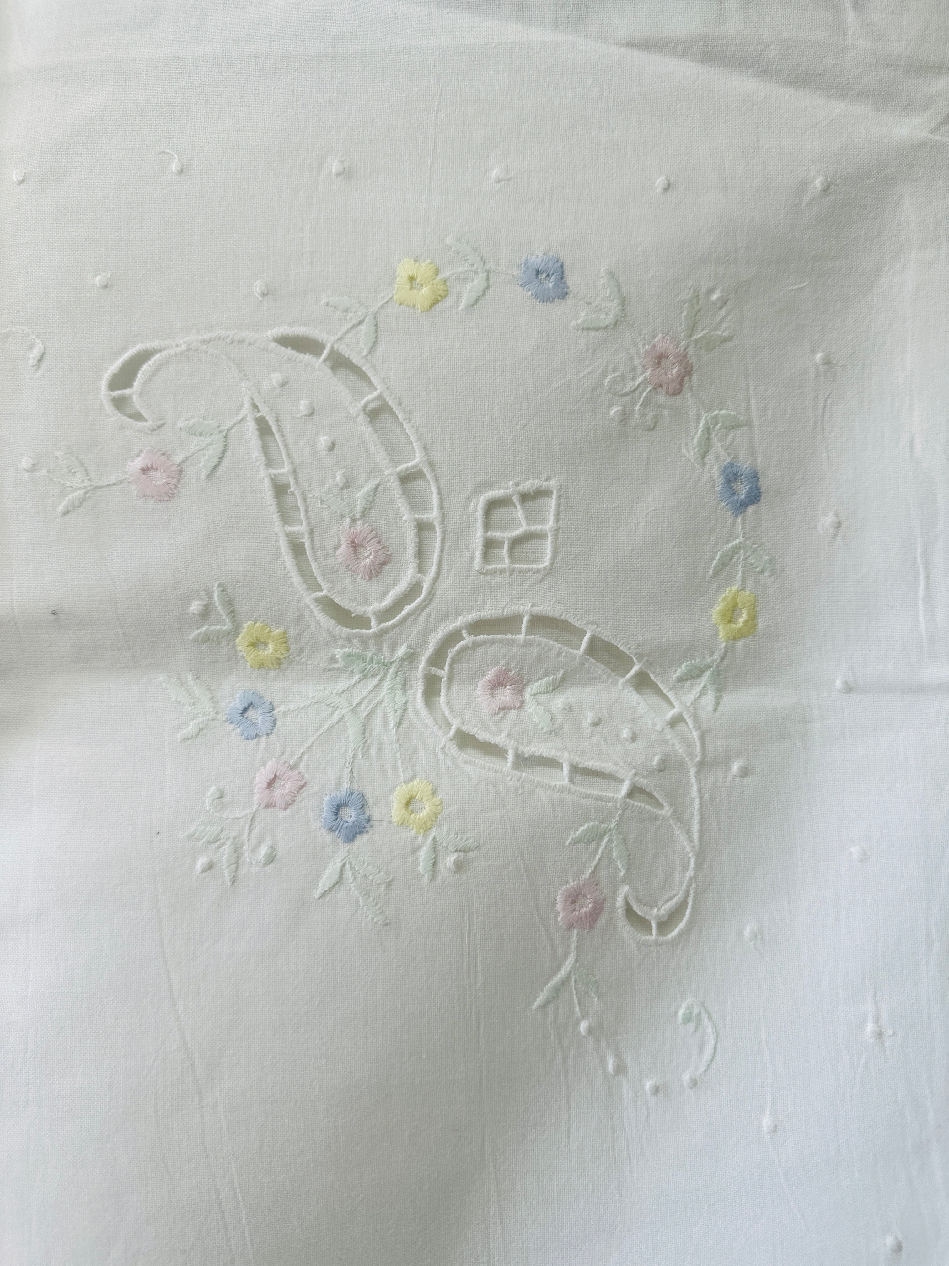 Pair of Vintage Embroidered Standard Pillow Cases