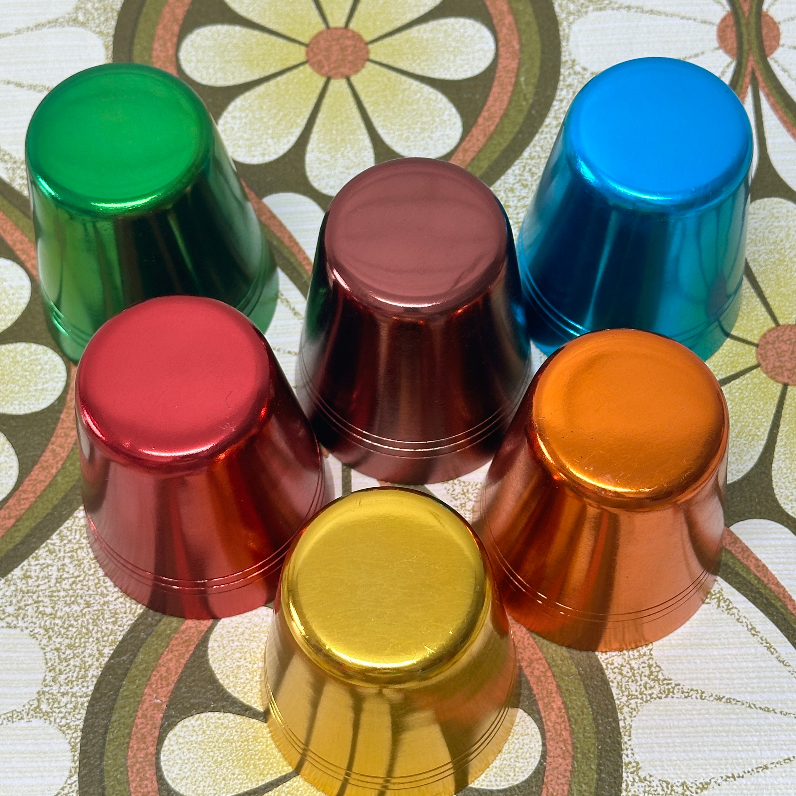 RARE Set of Anodised Cups LEATHER Case AS NEW Vintage