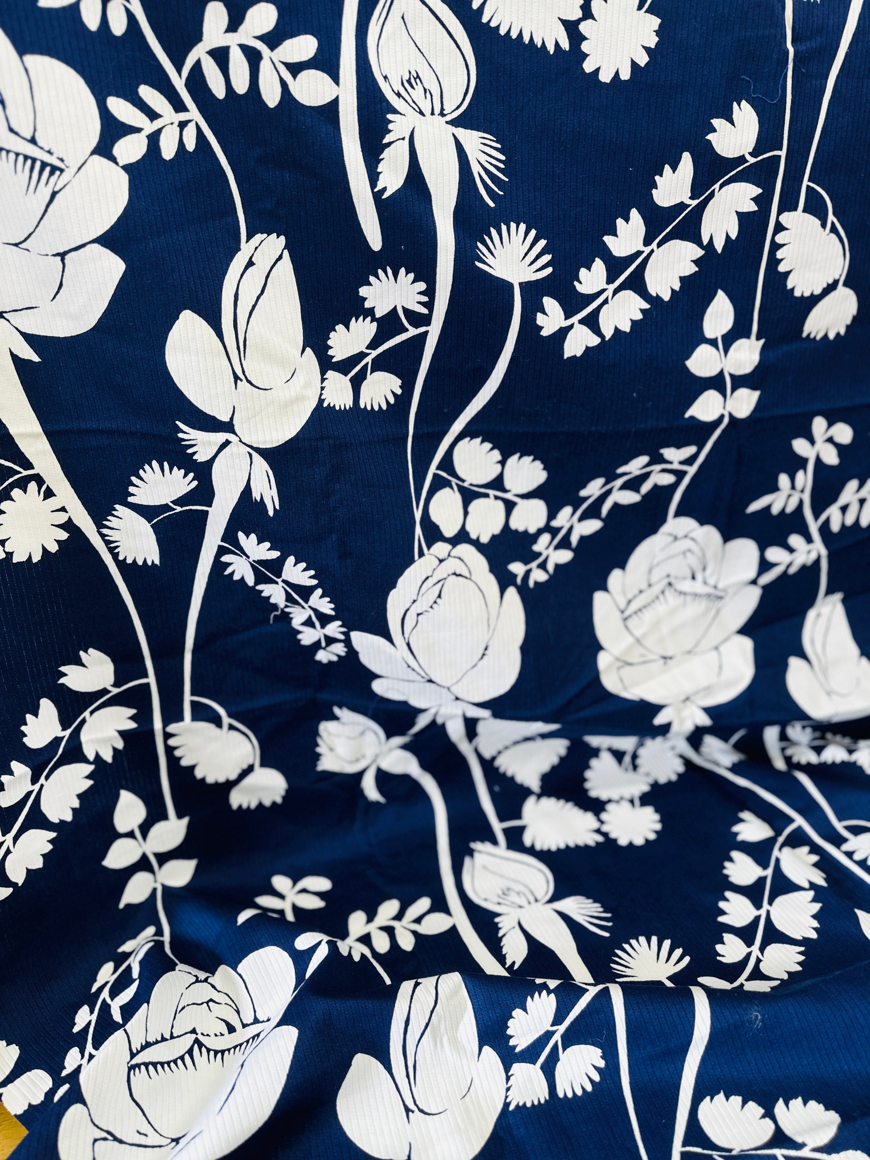 160cms Wonderful Blue Bold Floral Fabric