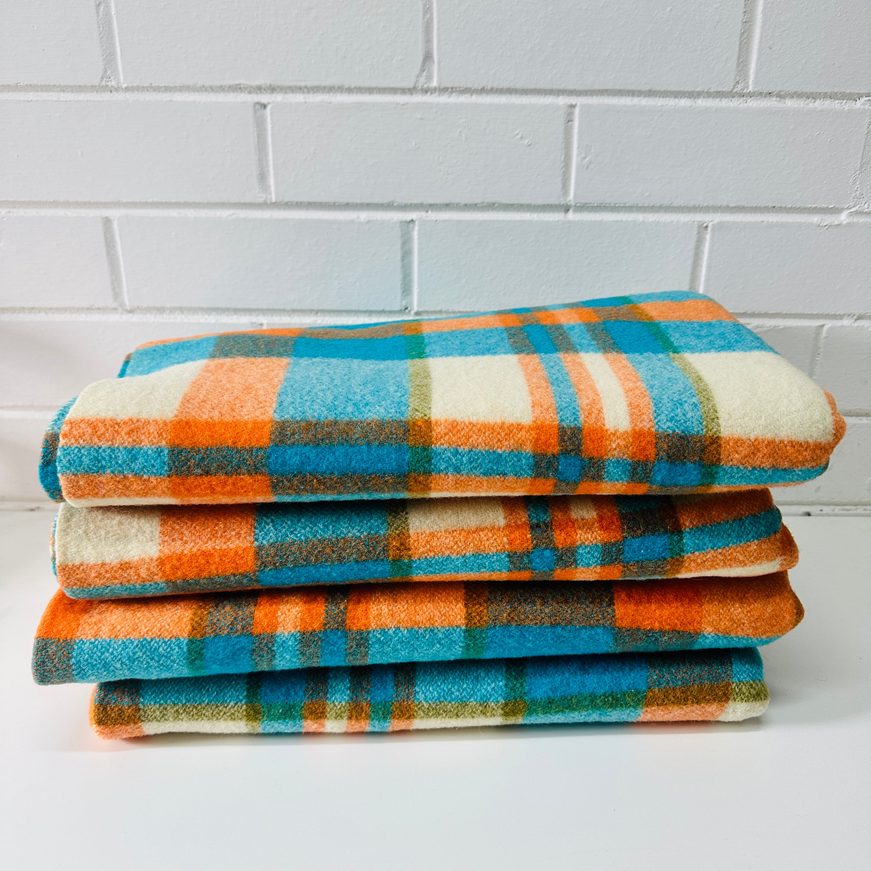 AMAZING Condition Blue & Orange Blanket WOOL # 2