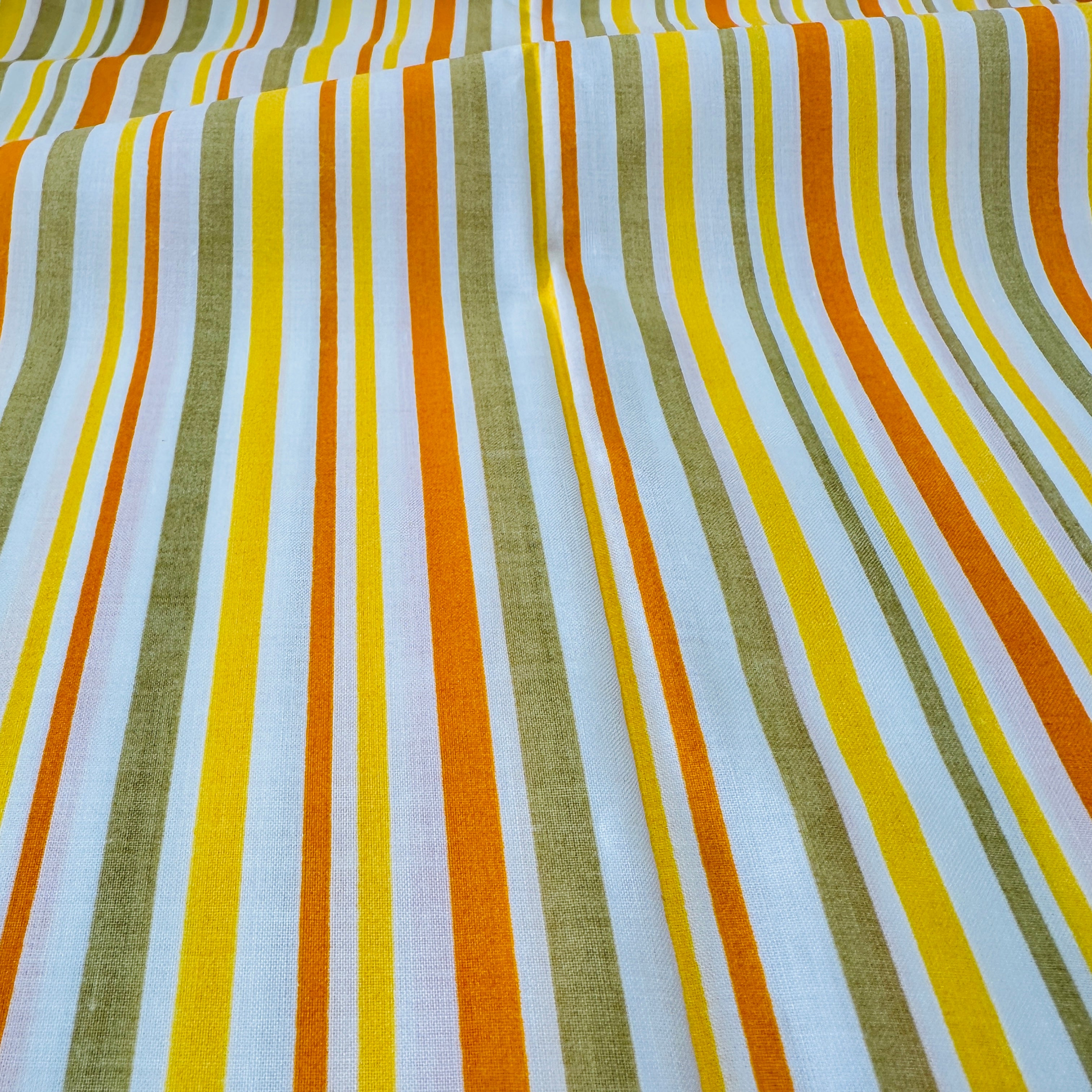 245cms UNUSED Crisp Cotton Orange Striped Sheet # 2