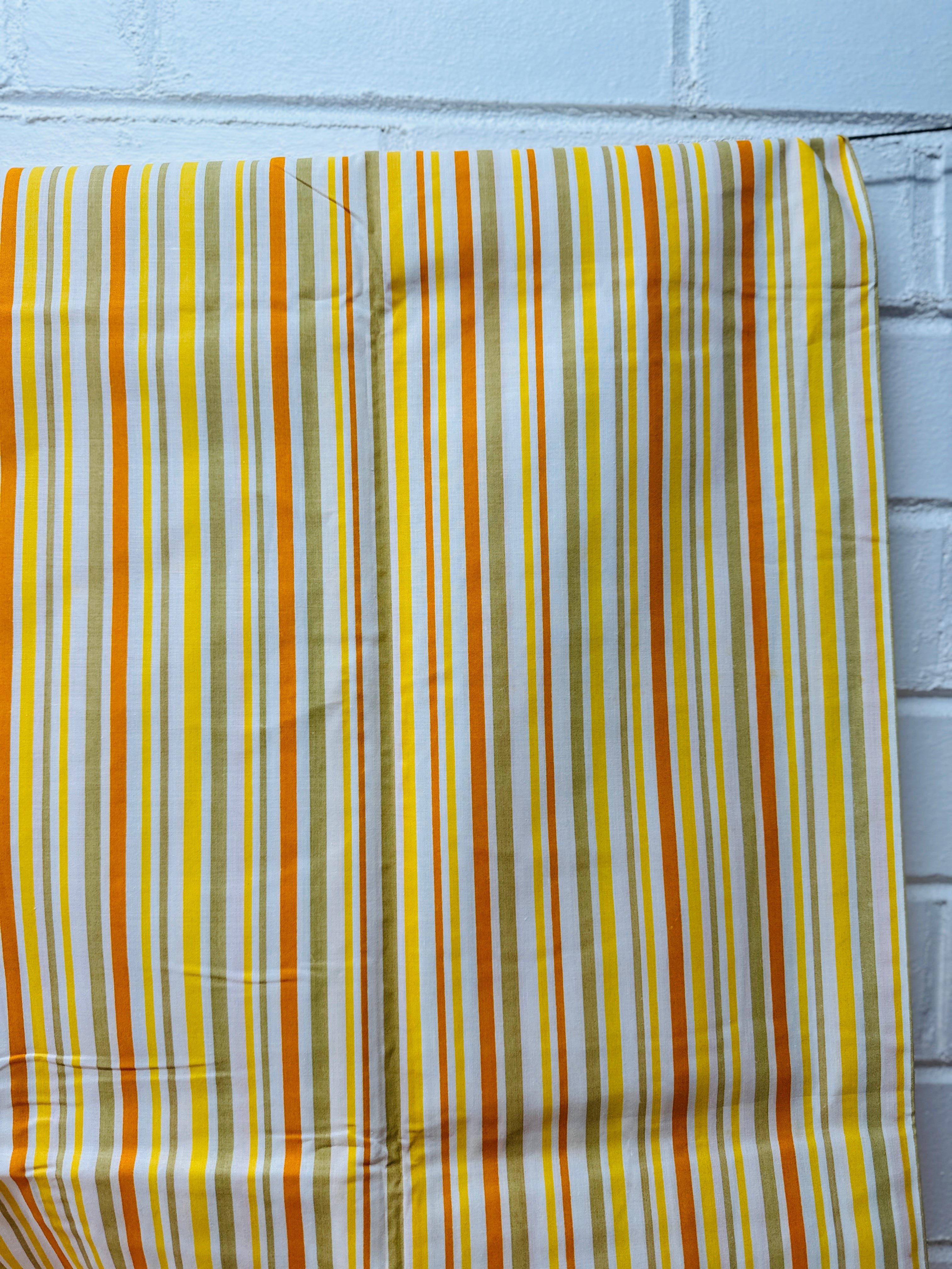 245cms UNUSED Crisp Cotton Orange Striped Sheet # 2