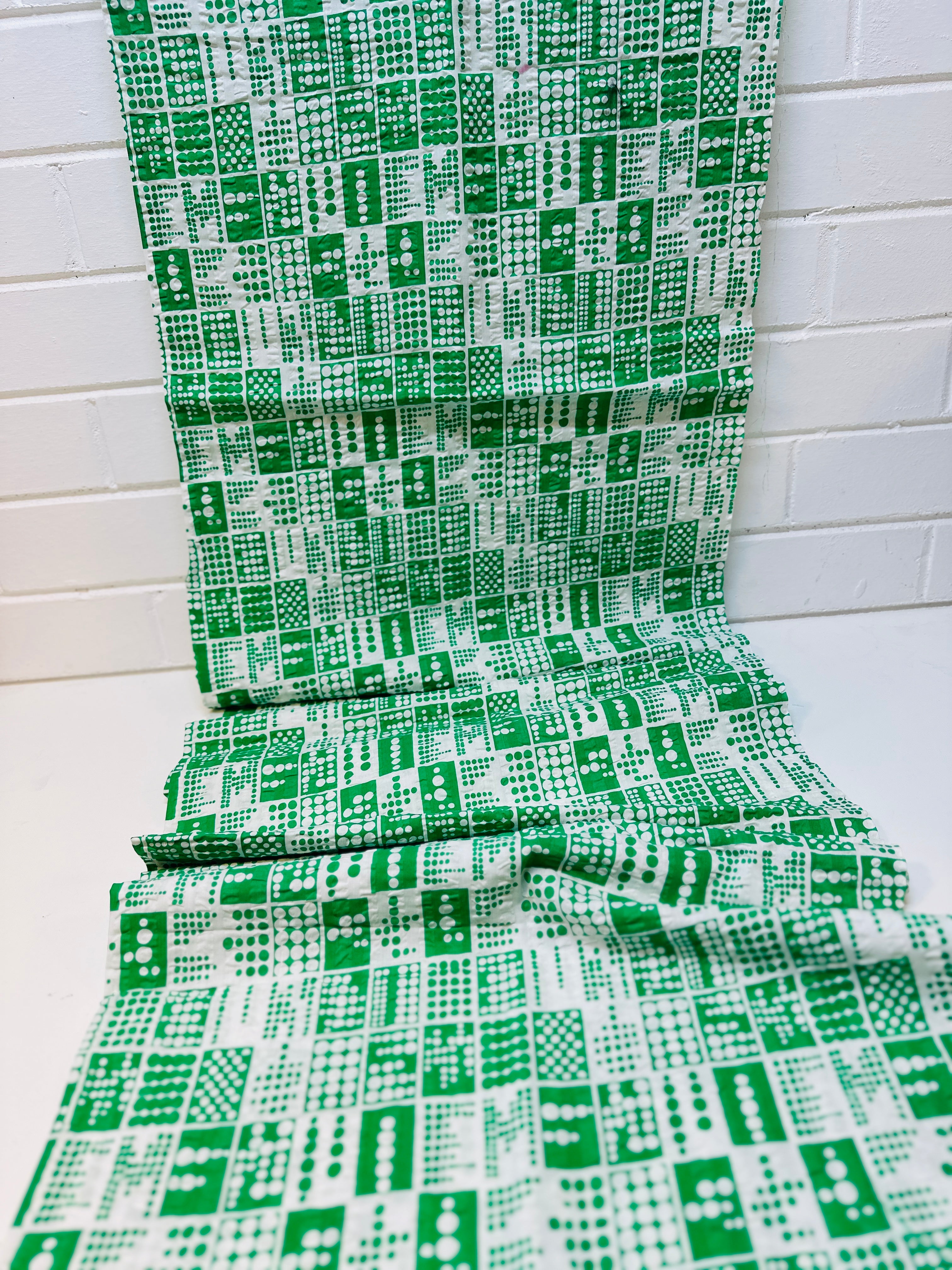 200cms Green RETRO Cotton Fabric Vintage