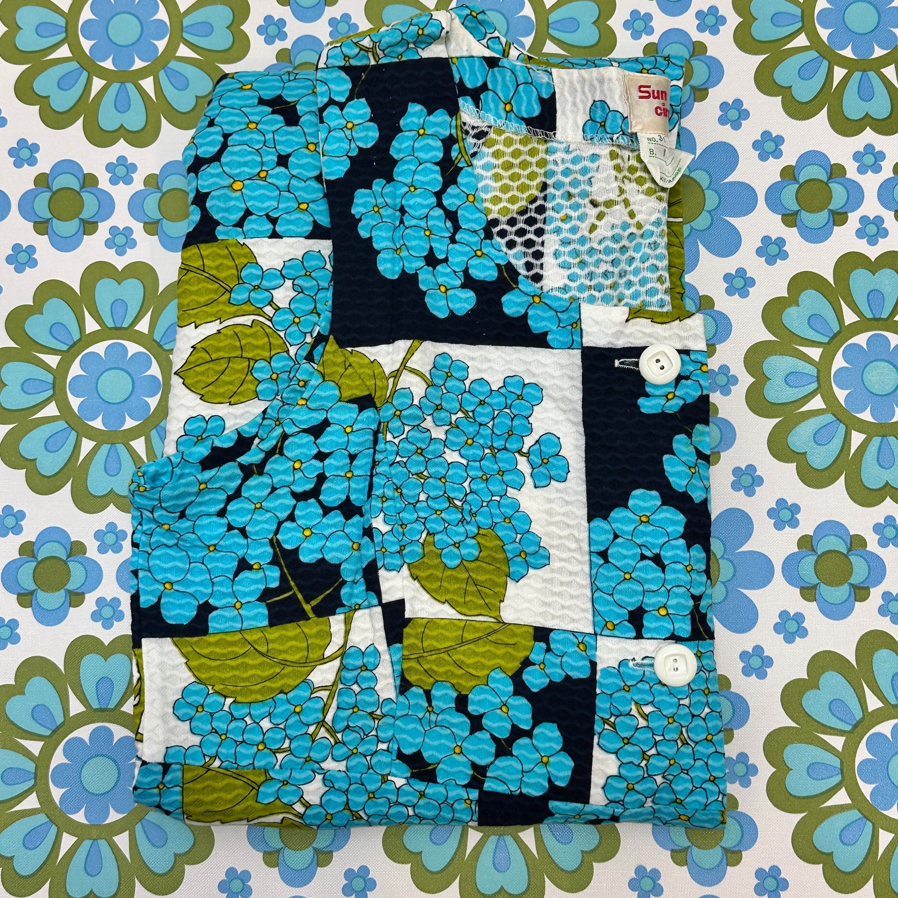 Retro Vintage Women's Dress AMAZING Blue Floral