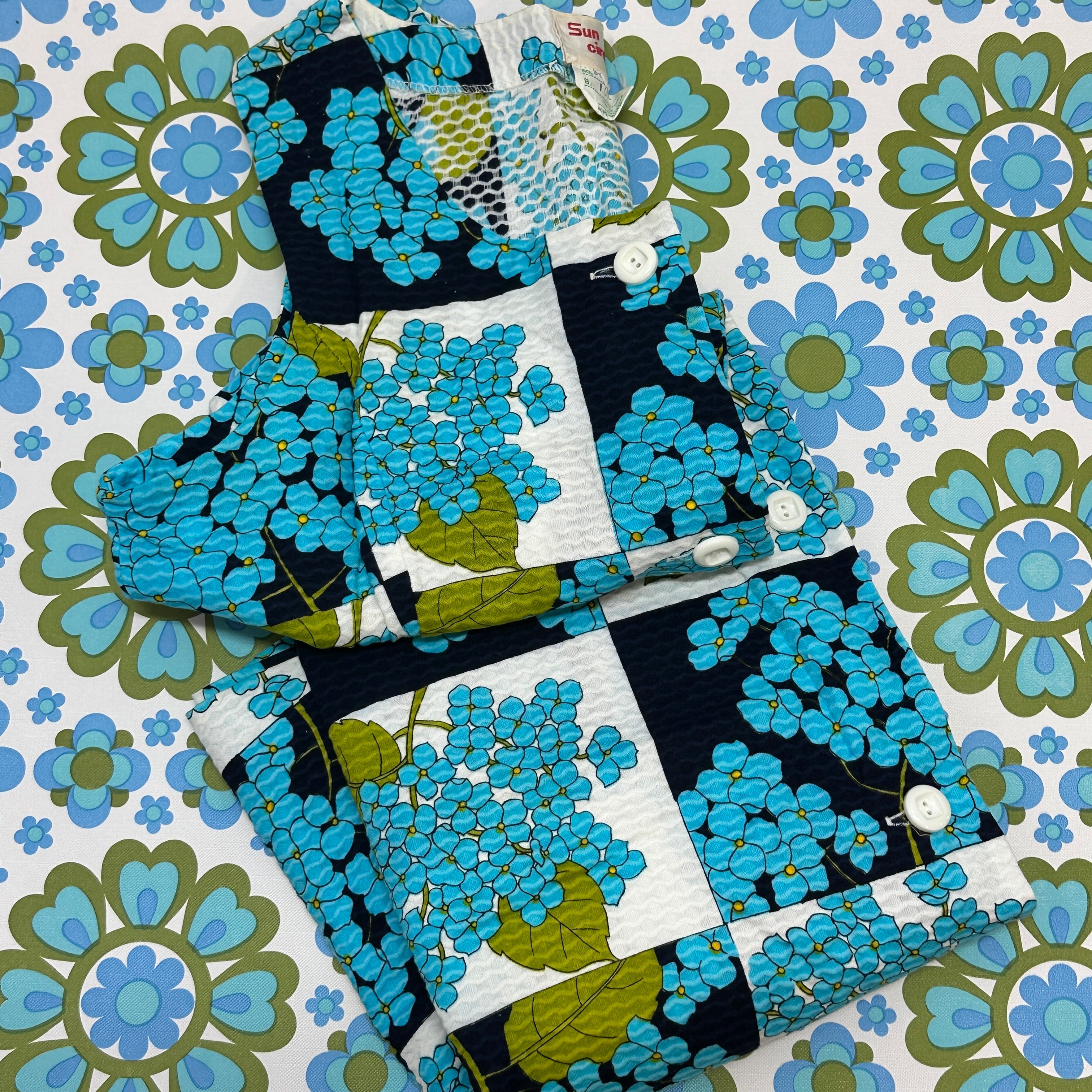 Retro Vintage Women's Dress AMAZING Blue Floral