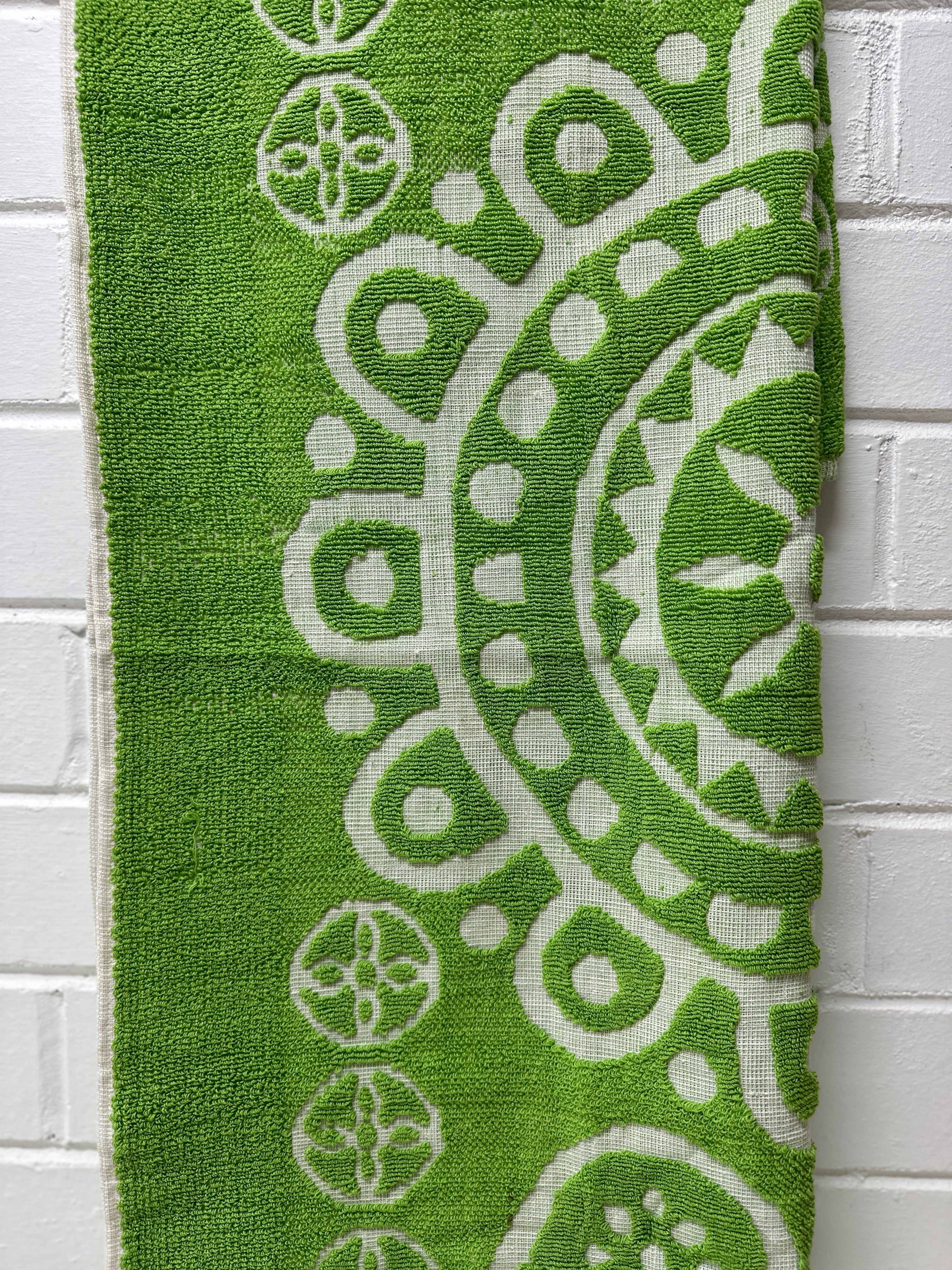 UNUSED Vintage Green Bath Towel RETRO