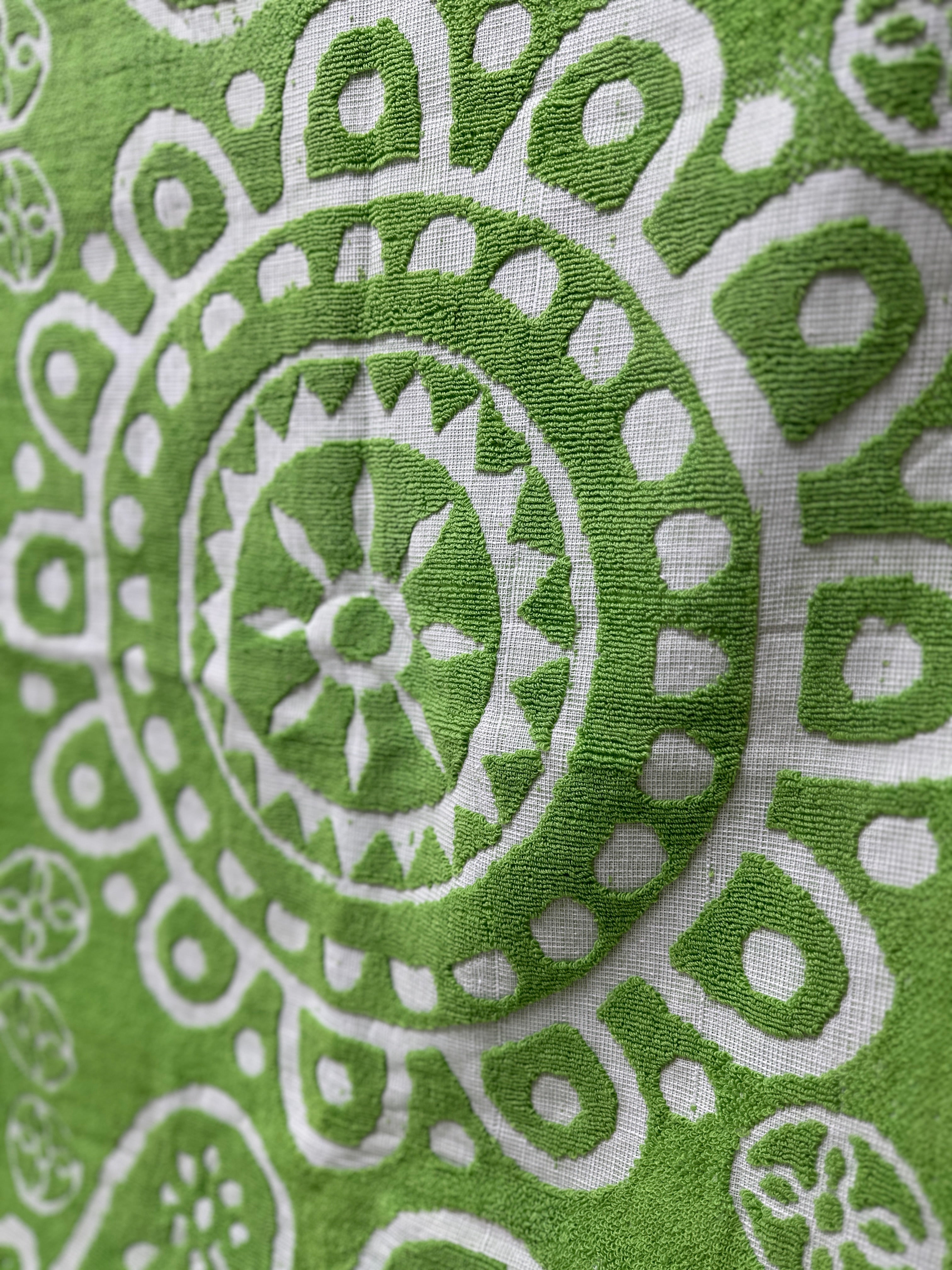 UNUSED Vintage Green Bath Towel RETRO