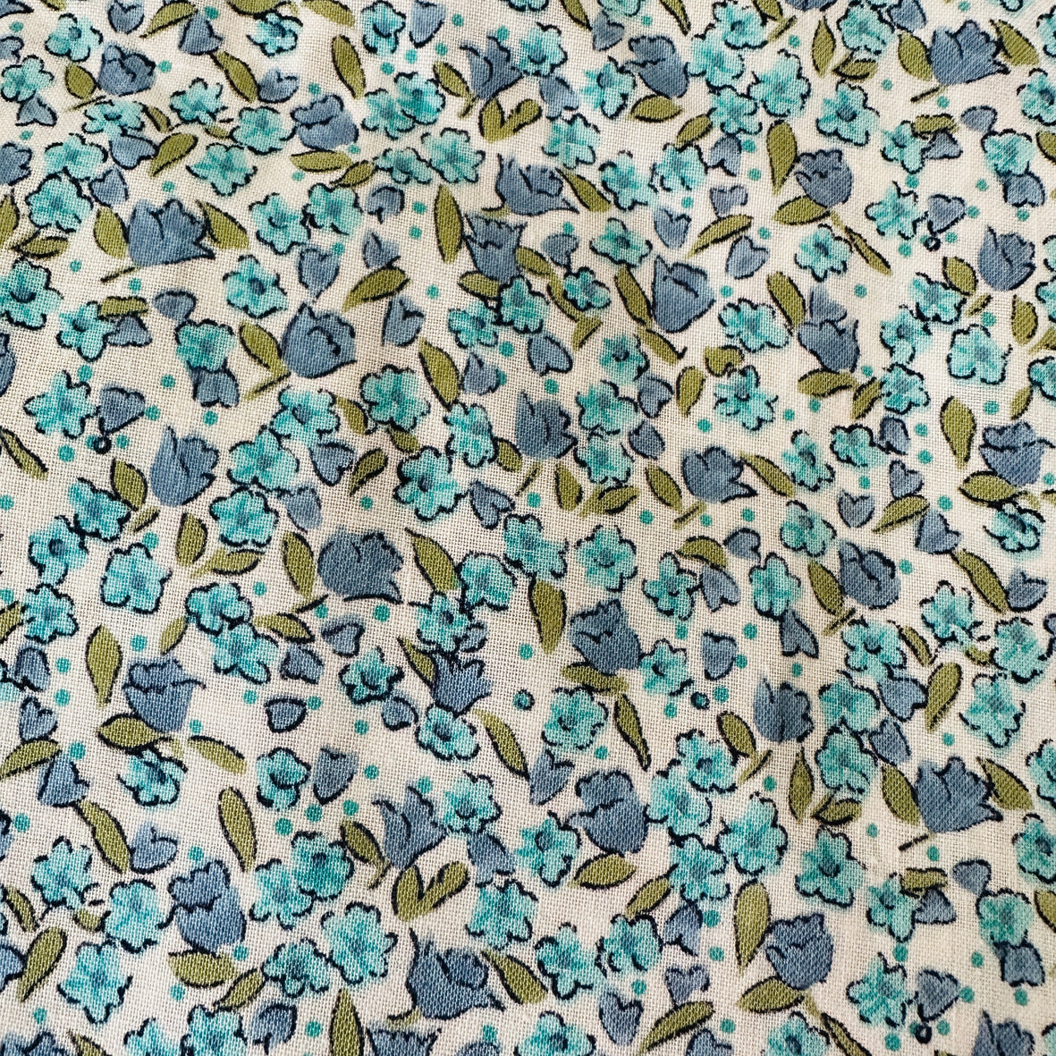 360cms MODERN Cute Cotton Quilting Fabric Blue FLORAL