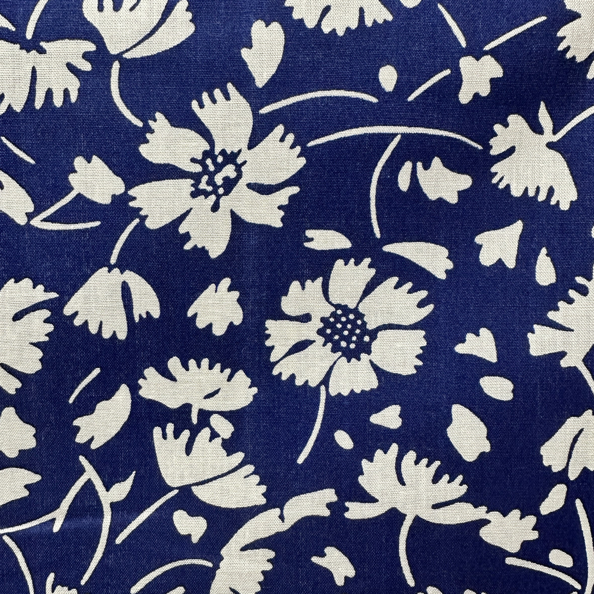 200cms Navy Blue Cotton Floral Fabric