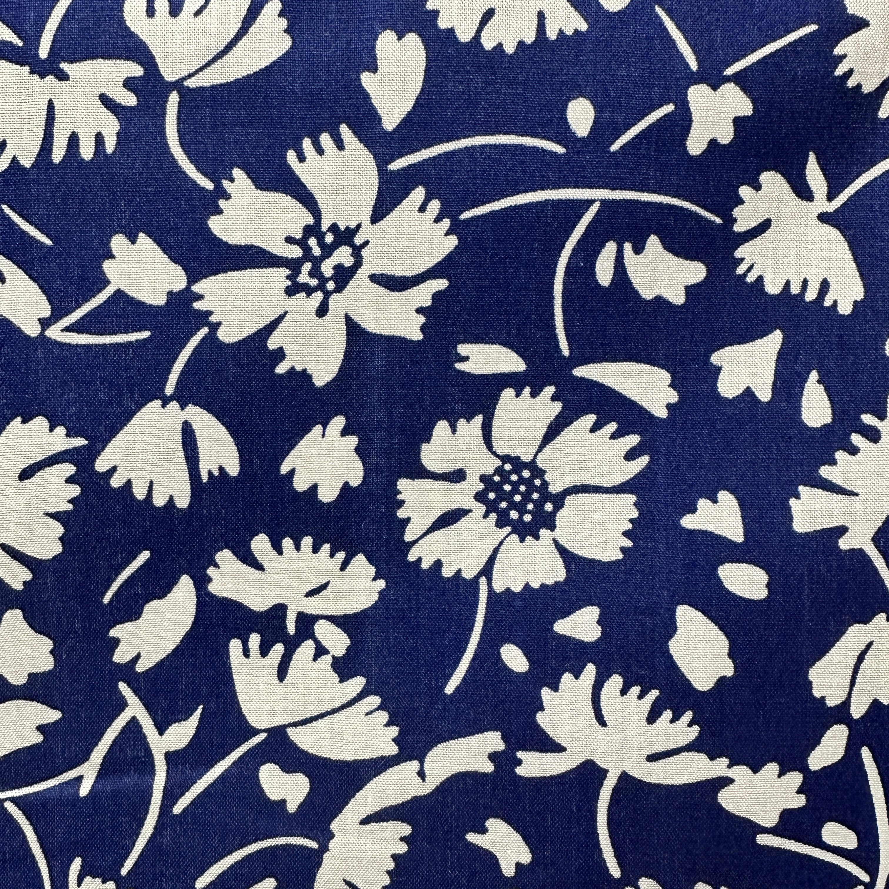 200cms Navy Blue Cotton Floral Fabric