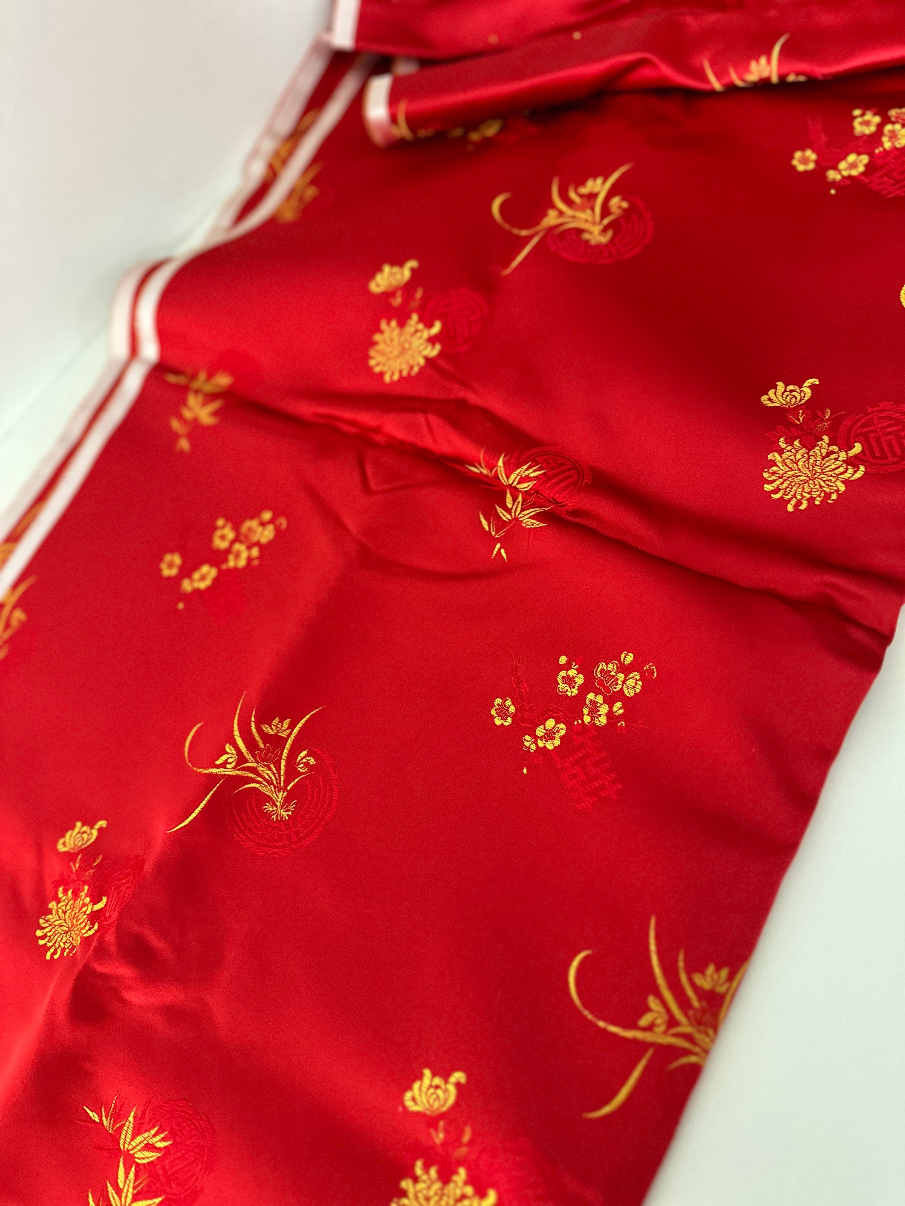 360cms Vintage Red Brocade FABRIC Stunning