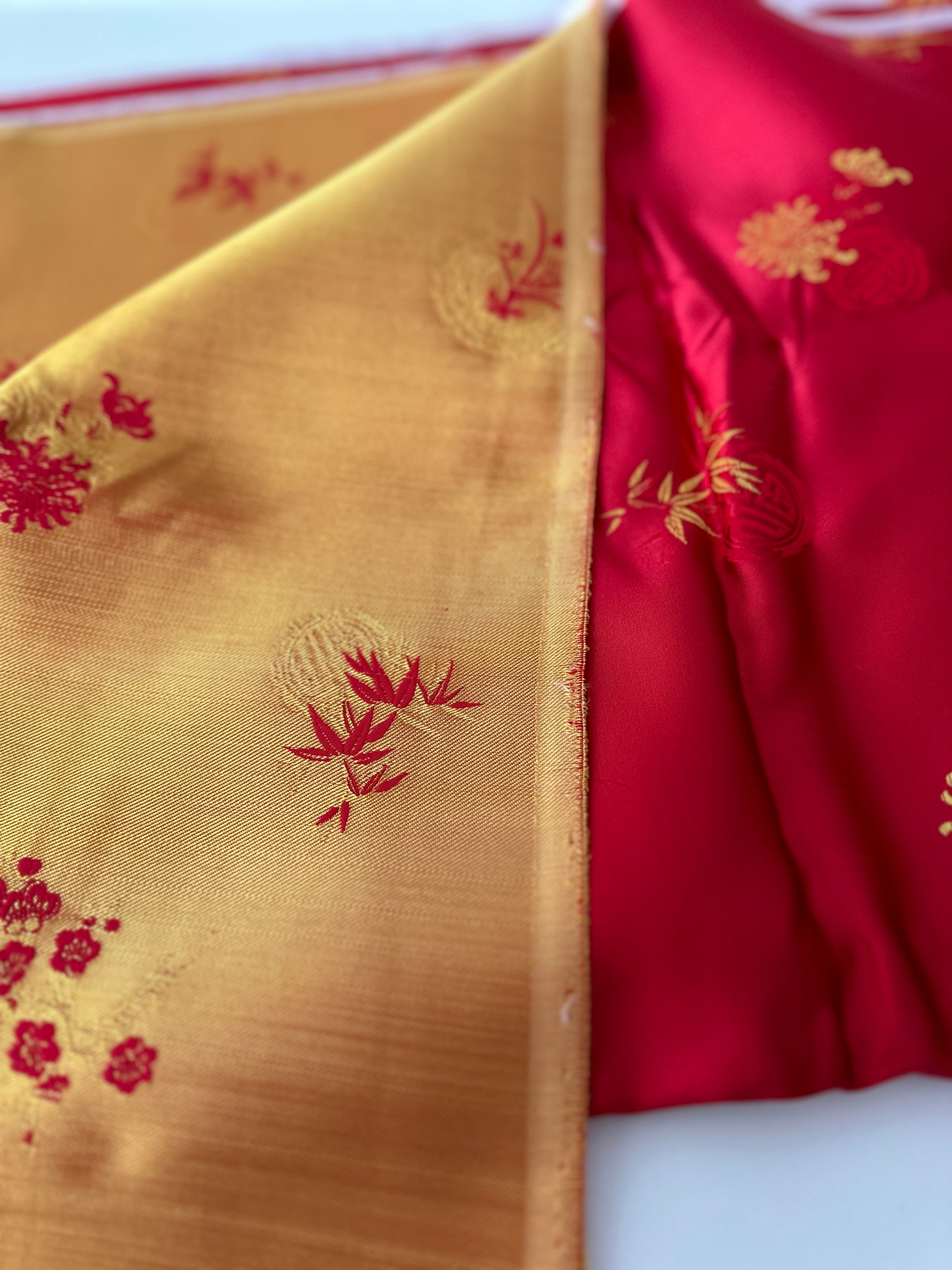 360cms Vintage Red Brocade FABRIC Stunning