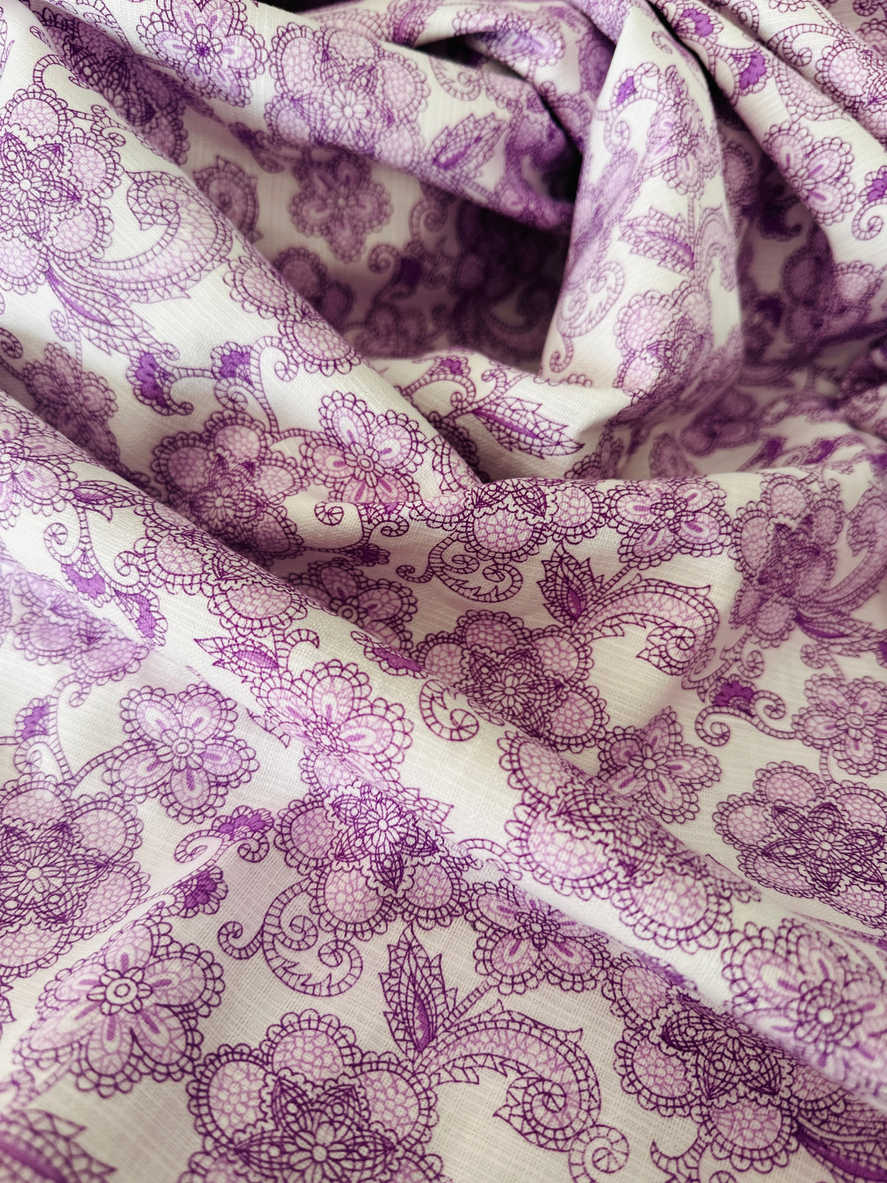 520cms Fun Purple & White Fabric