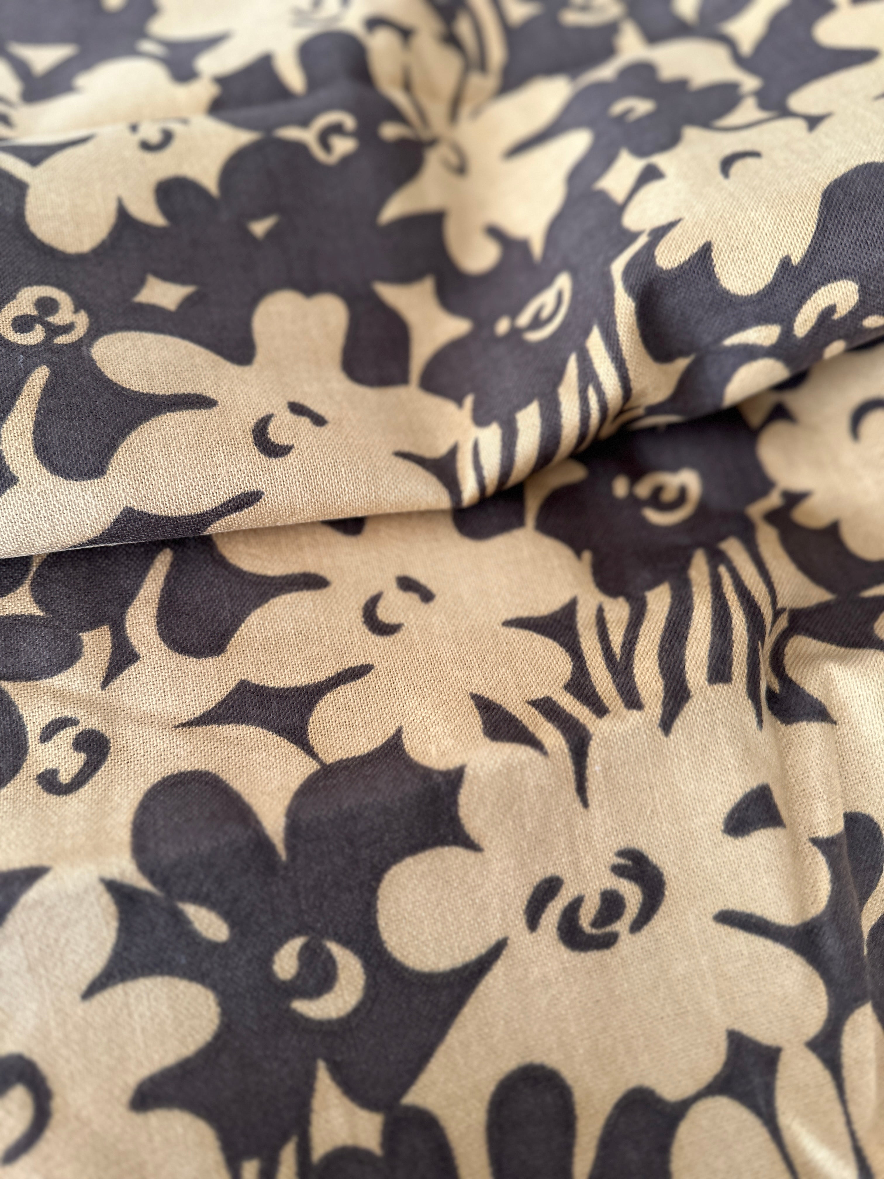 250cms Thick Brown Floral Fabric Bold Pattern