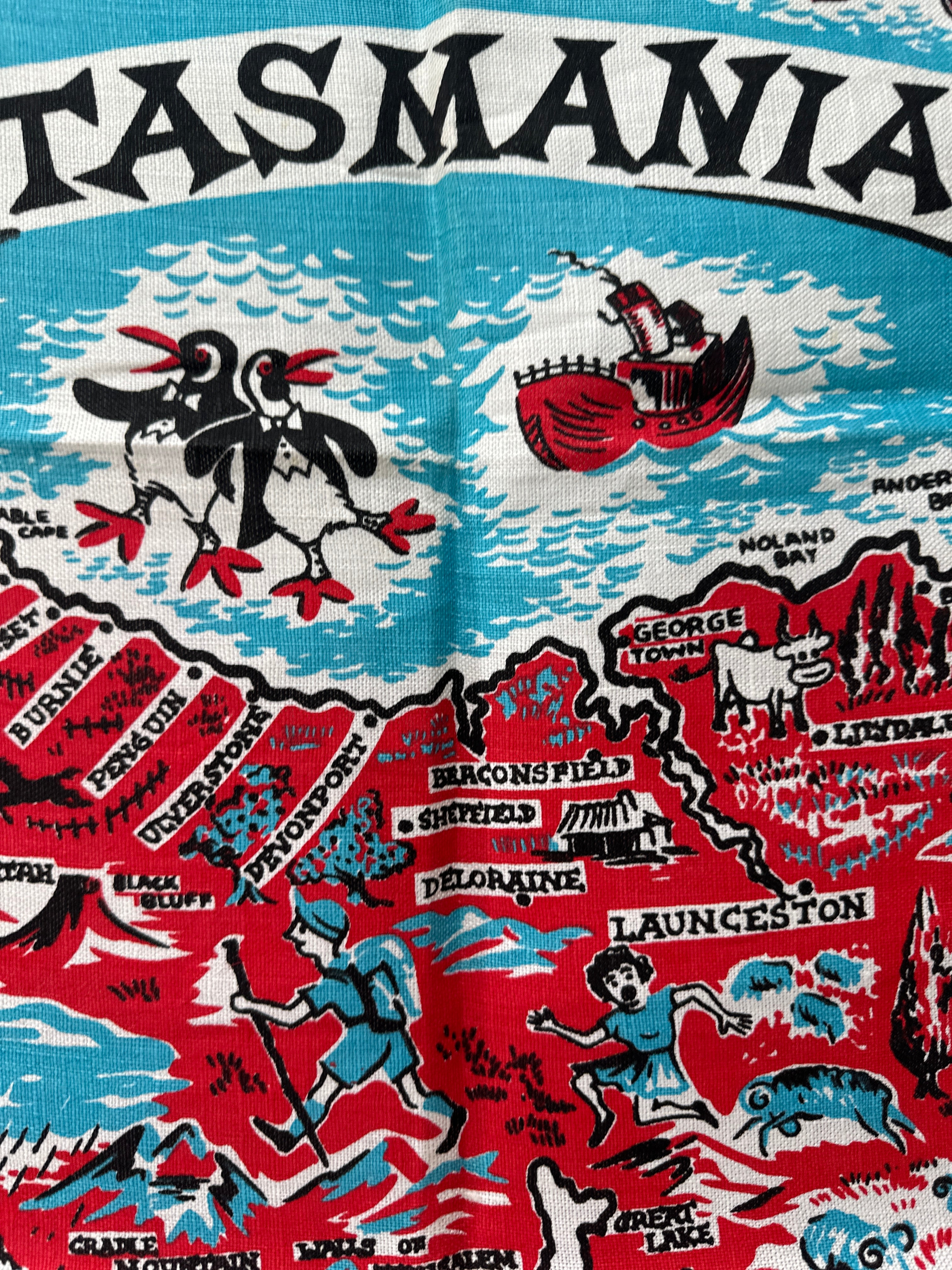 TASMANIA unused Vintage Tea Towel